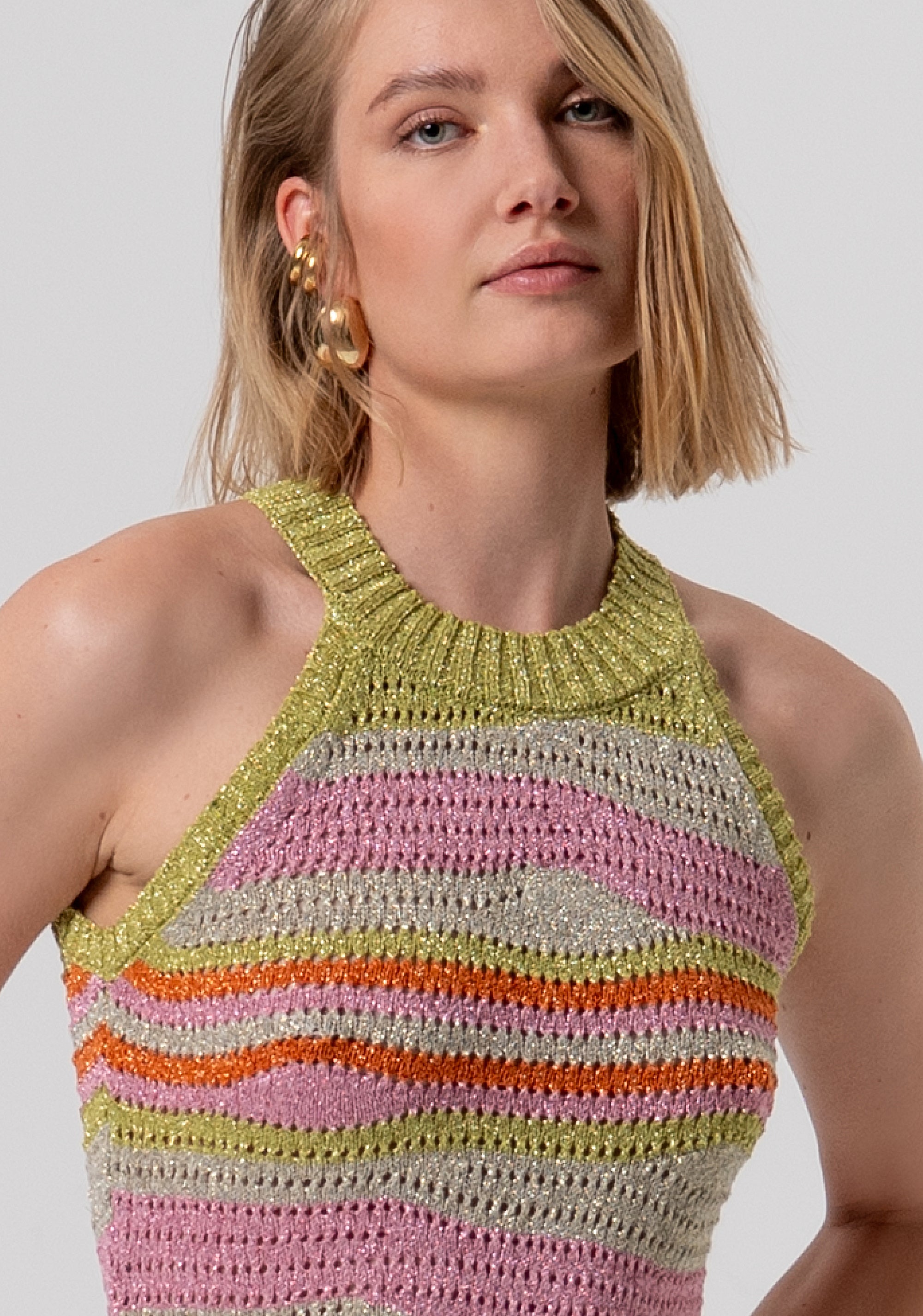 Knitted tank top slim fit with stripes Fracomina FR26ST4020K432Q7-210-2