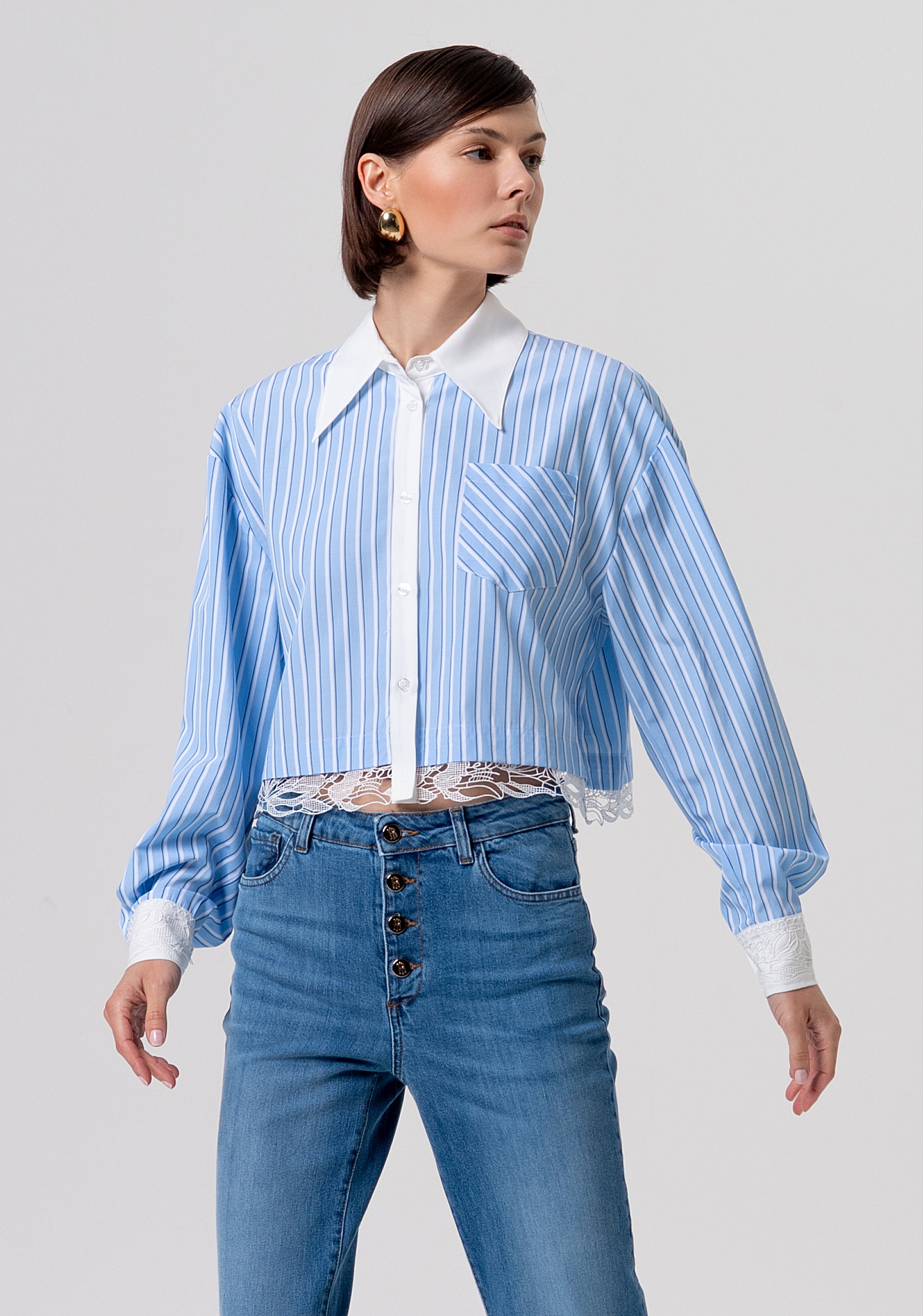 Shirt over fit with stripes Fracomina FR26ST6007W827N8-I24-1