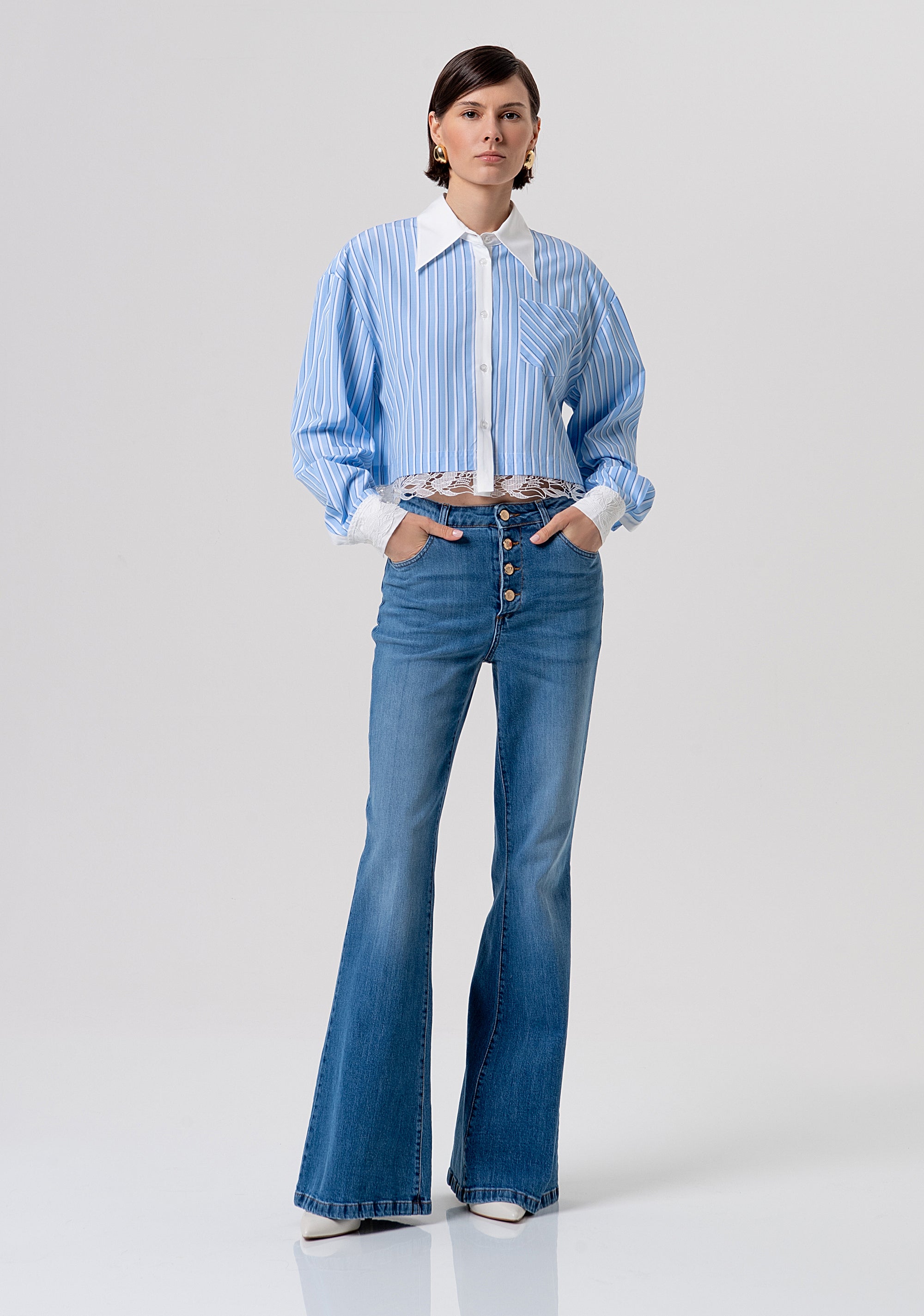 Shirt over fit with stripes Fracomina FR26ST6007W827N8-I24-4