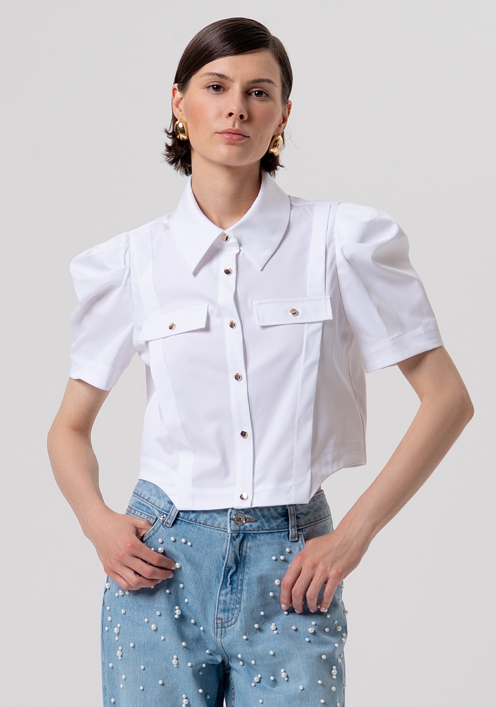 Shirt cropped made in popeline Fracomina FR26ST6028W83301-278