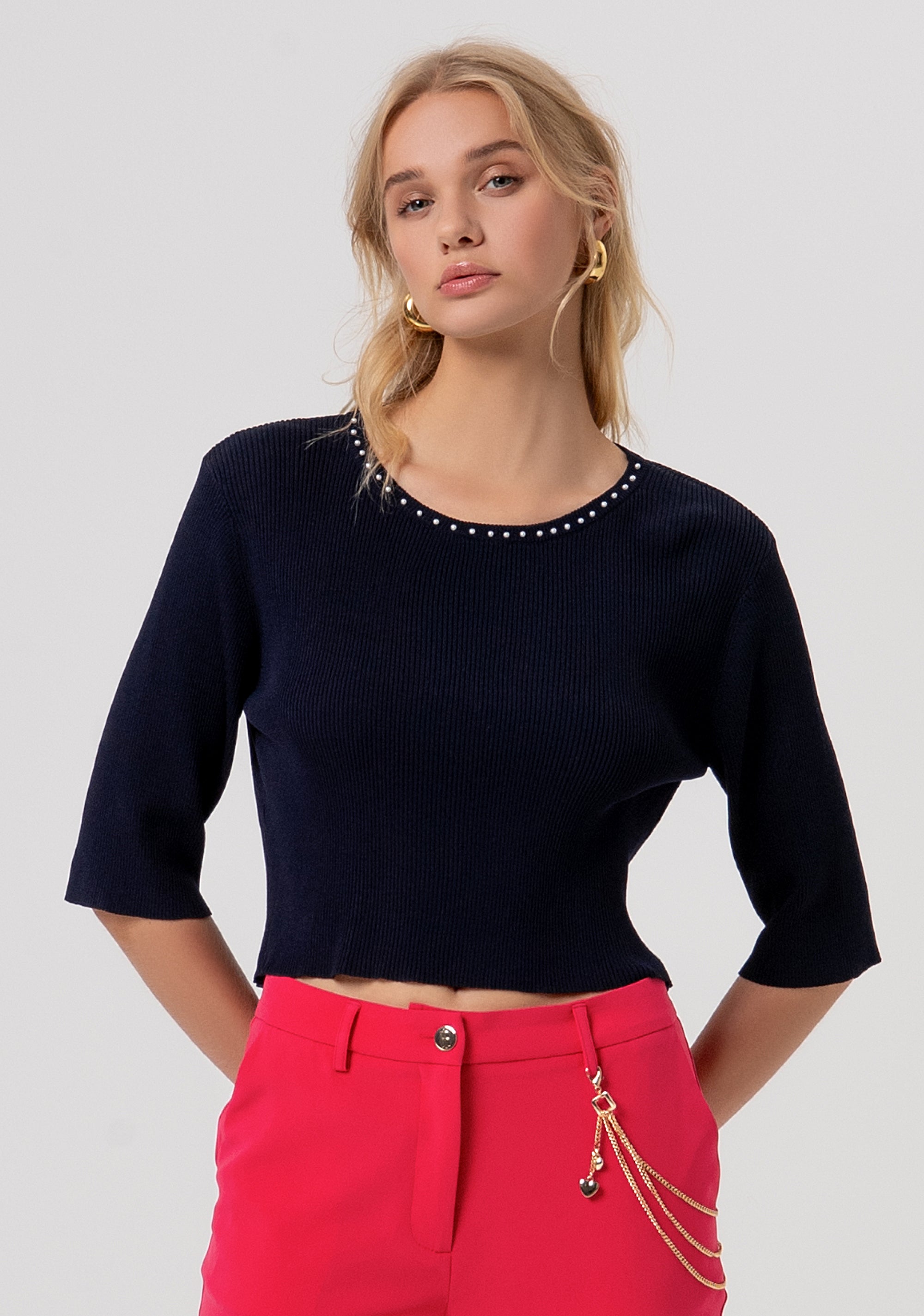 Knitwear cropped with ribs Fracomina FR26ST7008K52401-117