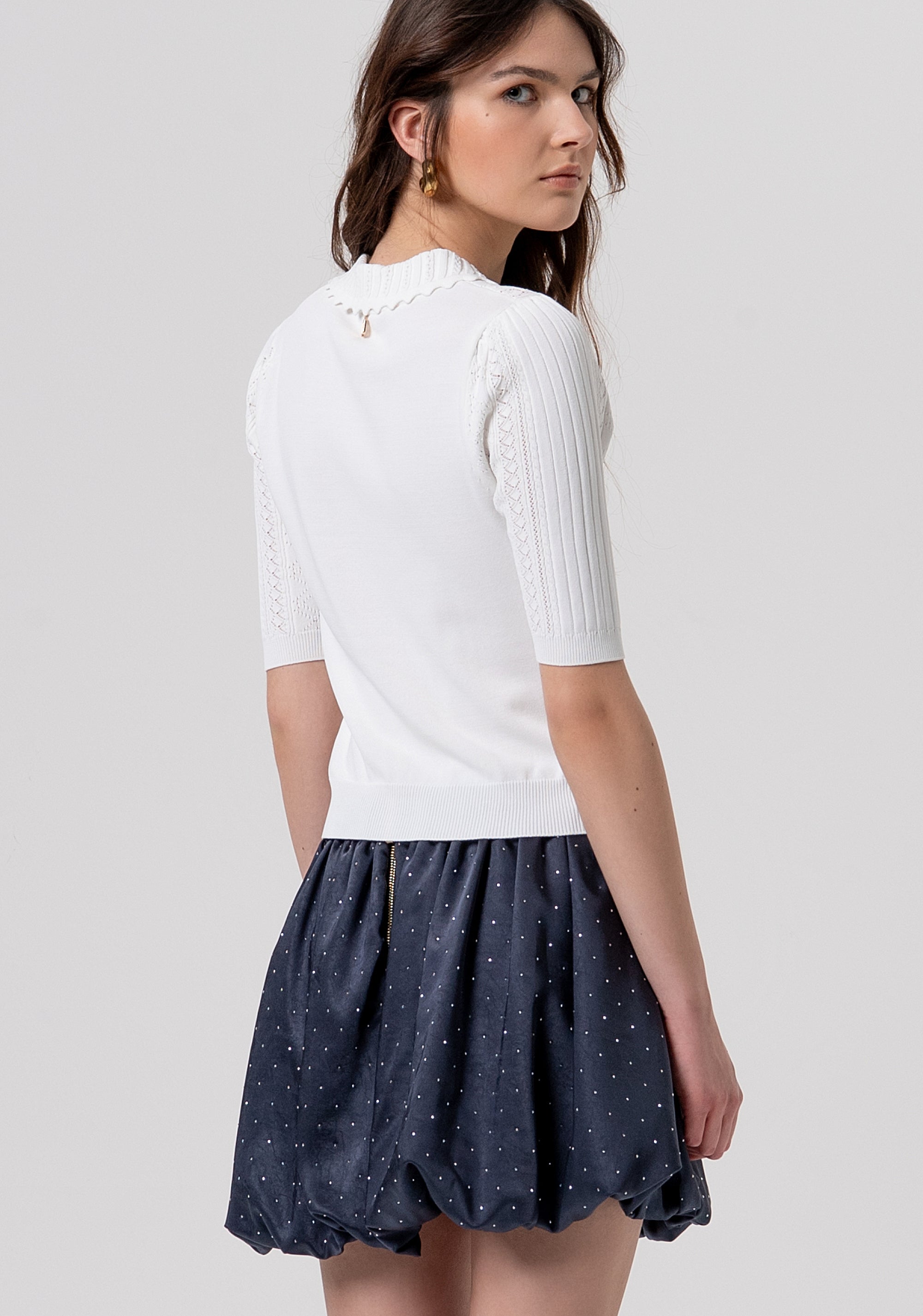 Knitted polo slim fit with openwork Fracomina FR26ST7013K41601-108-3