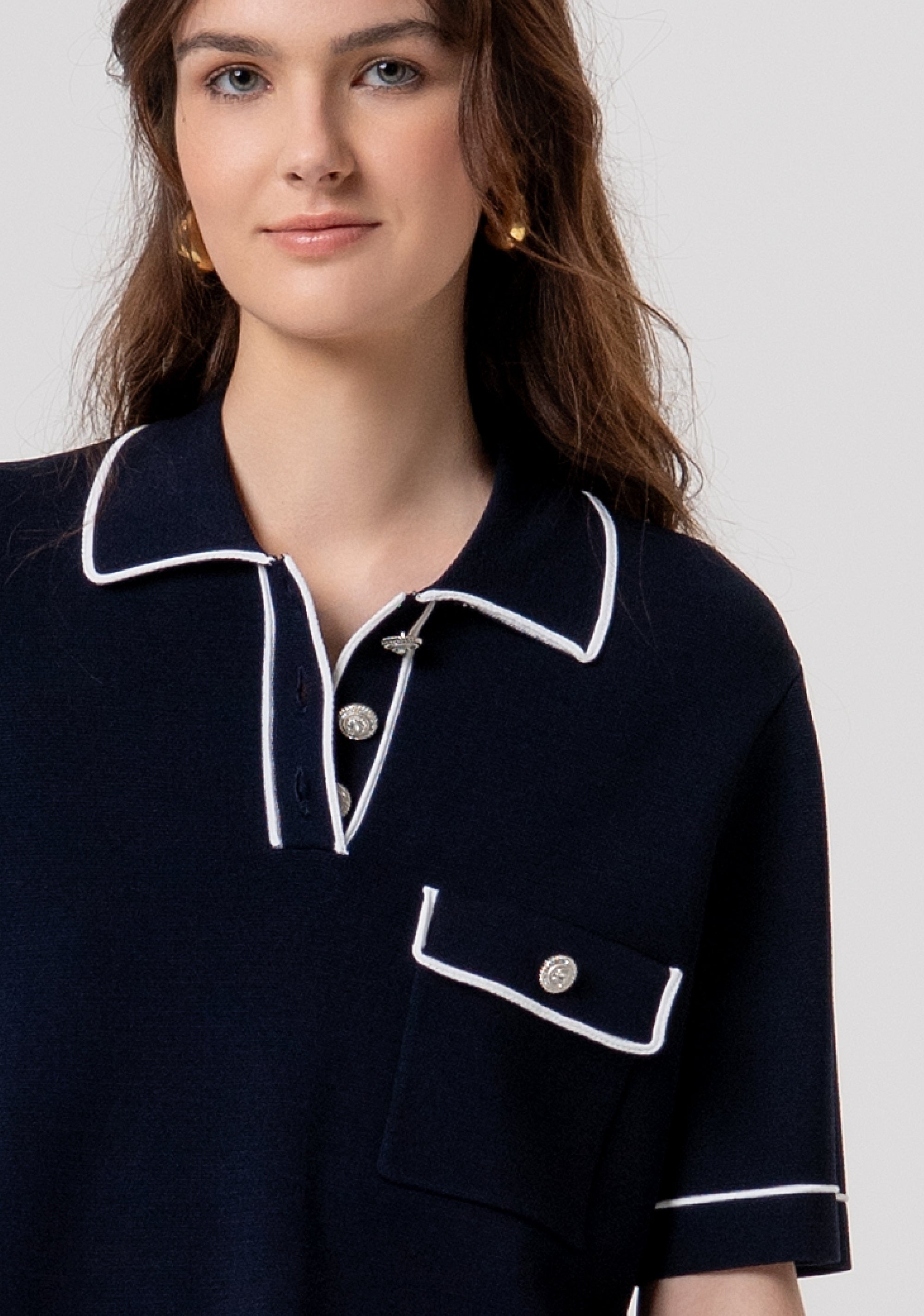 Knitted polo cropped Fracomina FR26ST7016K41601-968-2