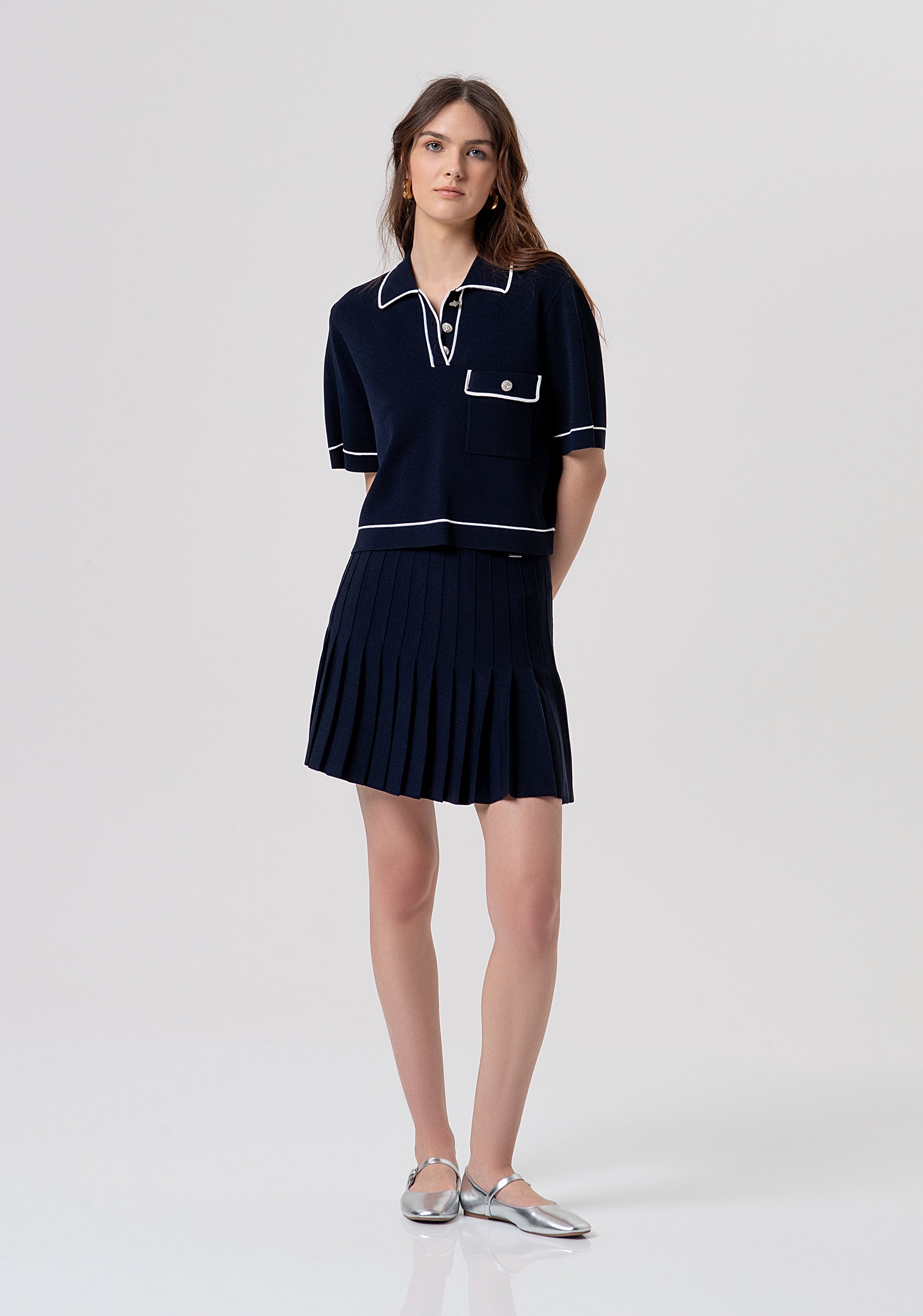 Knitted polo cropped Fracomina FR26ST7016K41601-968-4