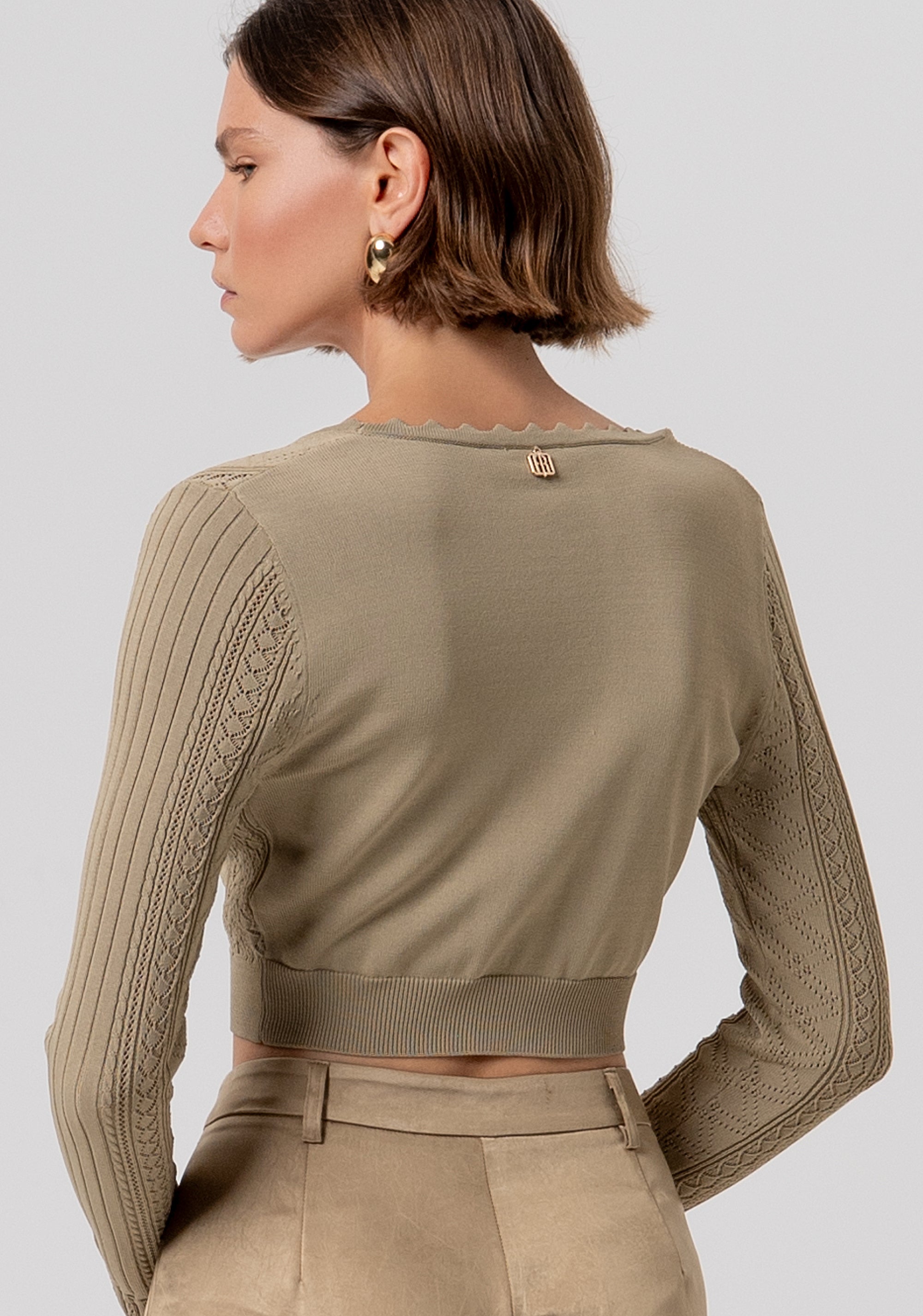 Cardigan cropped with openwork Fracomina FR26ST8004K41601-208-3