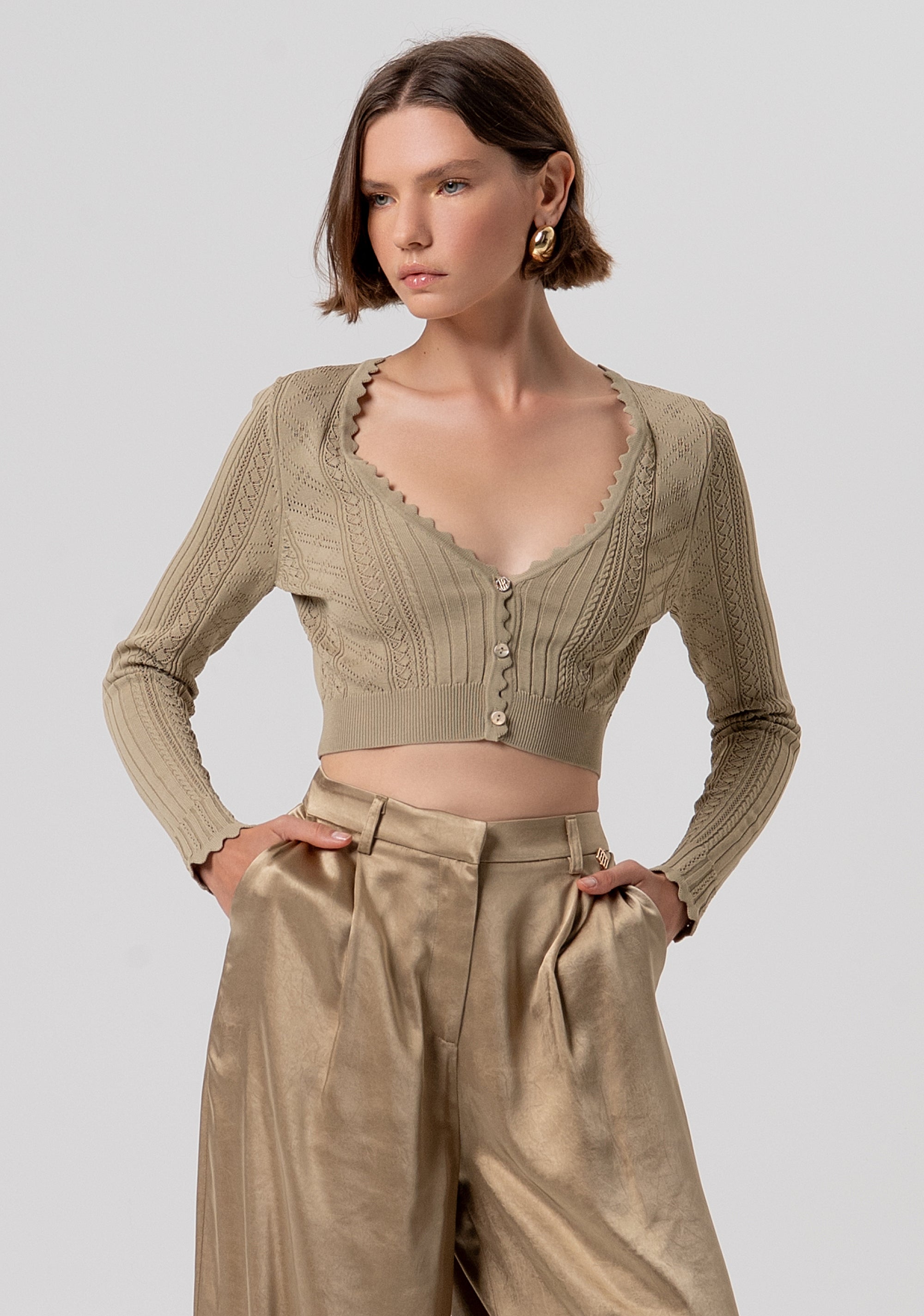 Cardigan cropped with openwork Fracomina FR26ST8004K41601-208