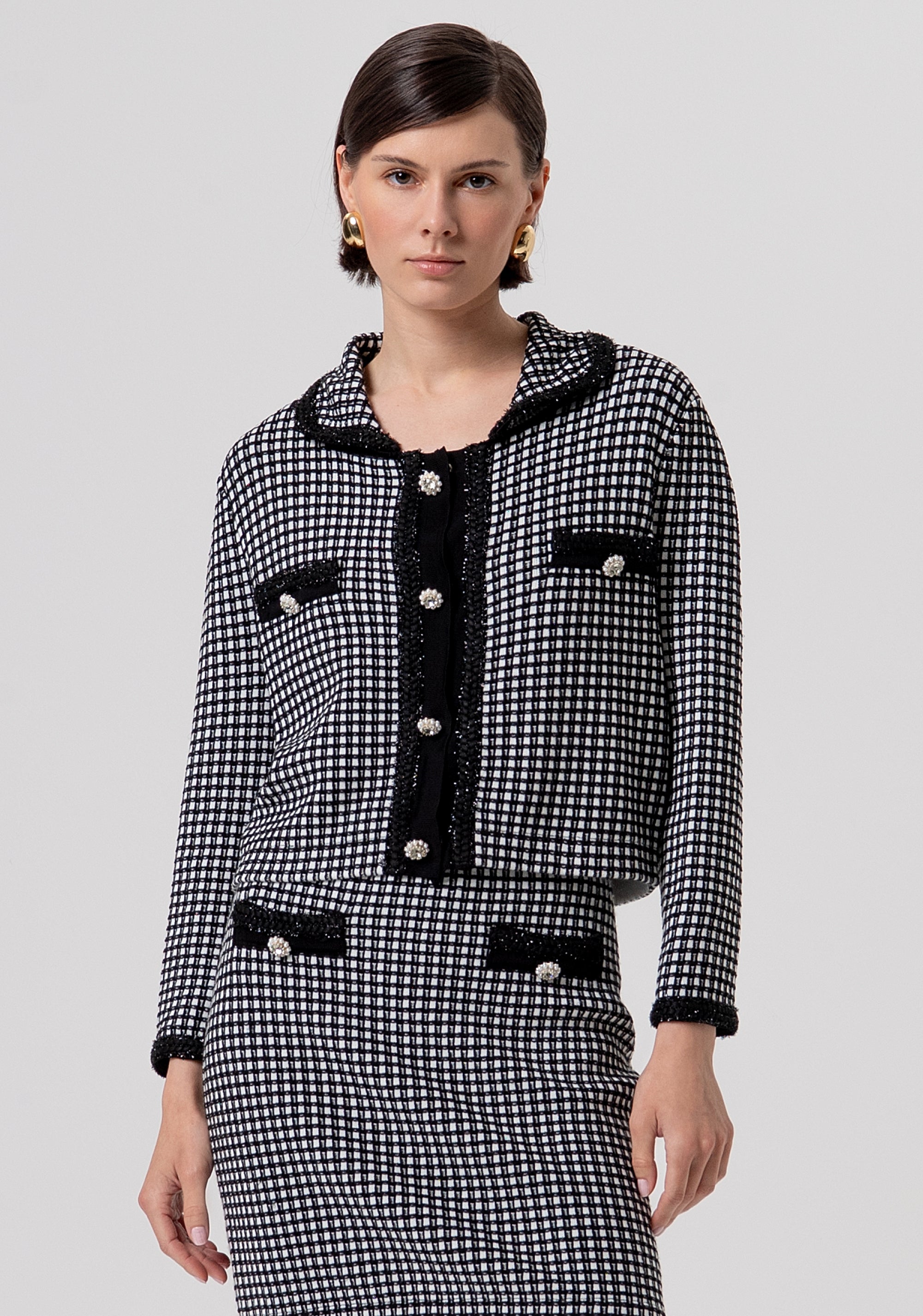 Cardigan regular fit made in tweed Fracomina FR26ST8011K459S9-054