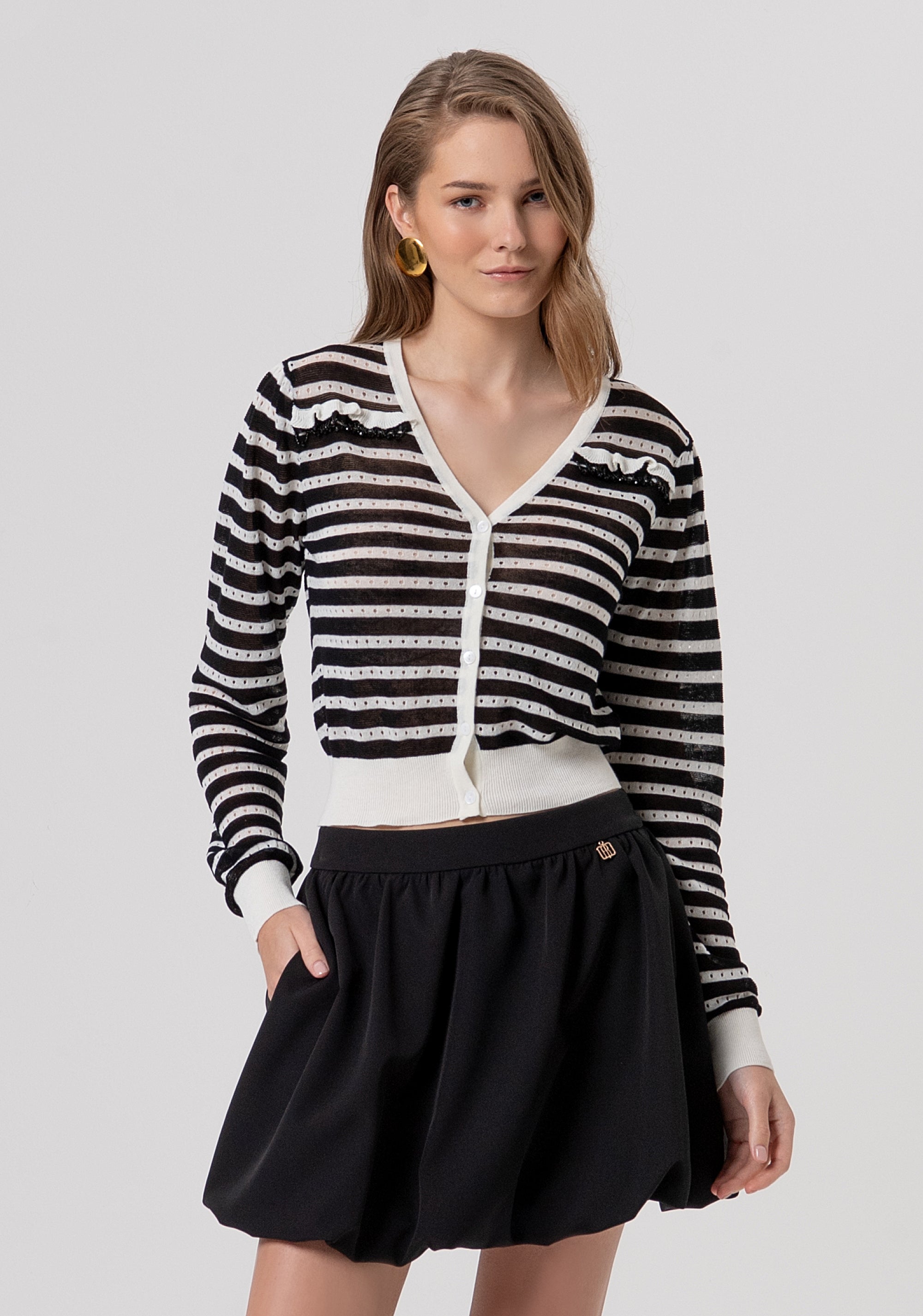 Cardigan cropped with stripes Fracomina FR26ST8013K408N8-109-1