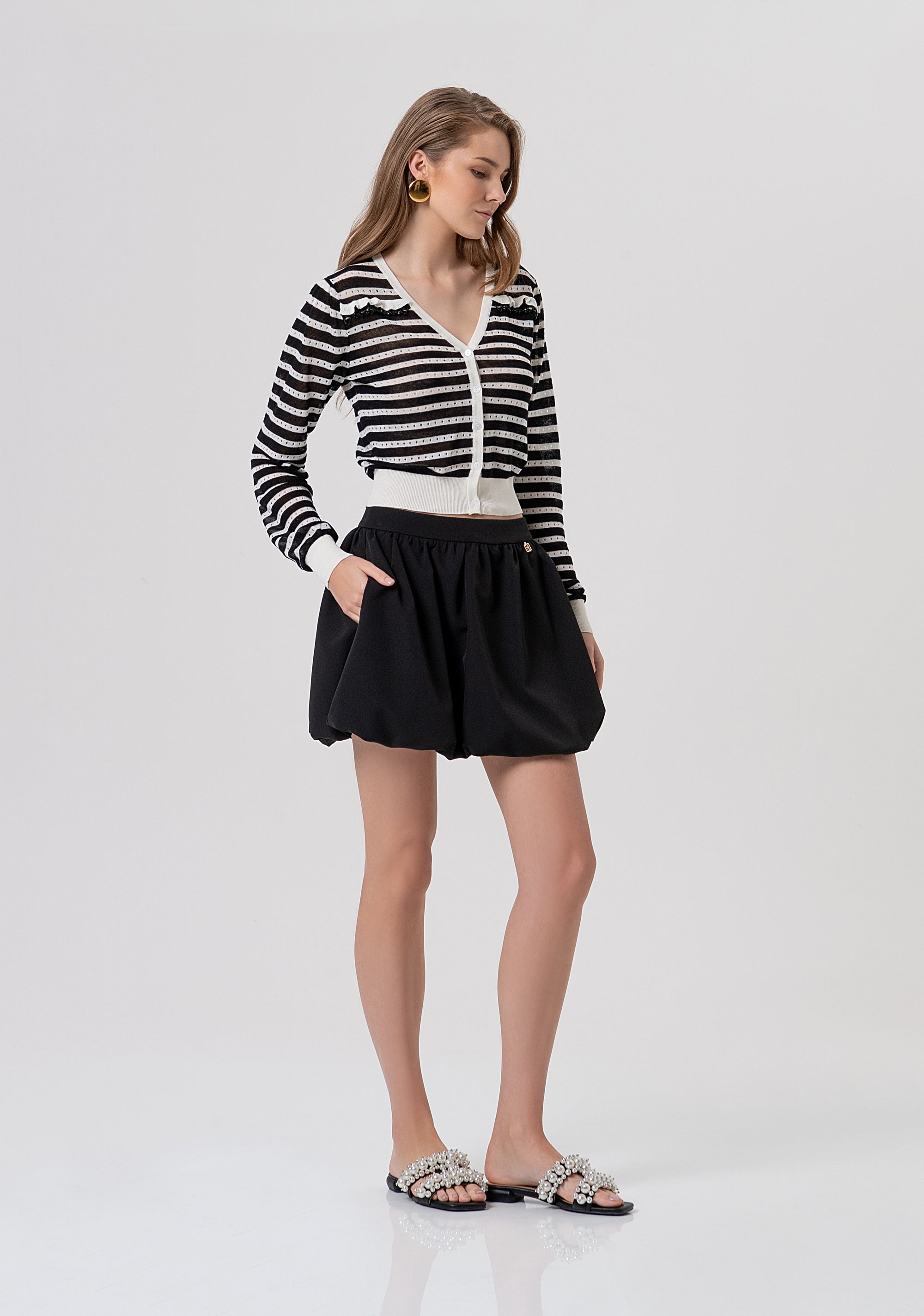 Cardigan cropped with stripes Fracomina FR26ST8013K408N8-109-4