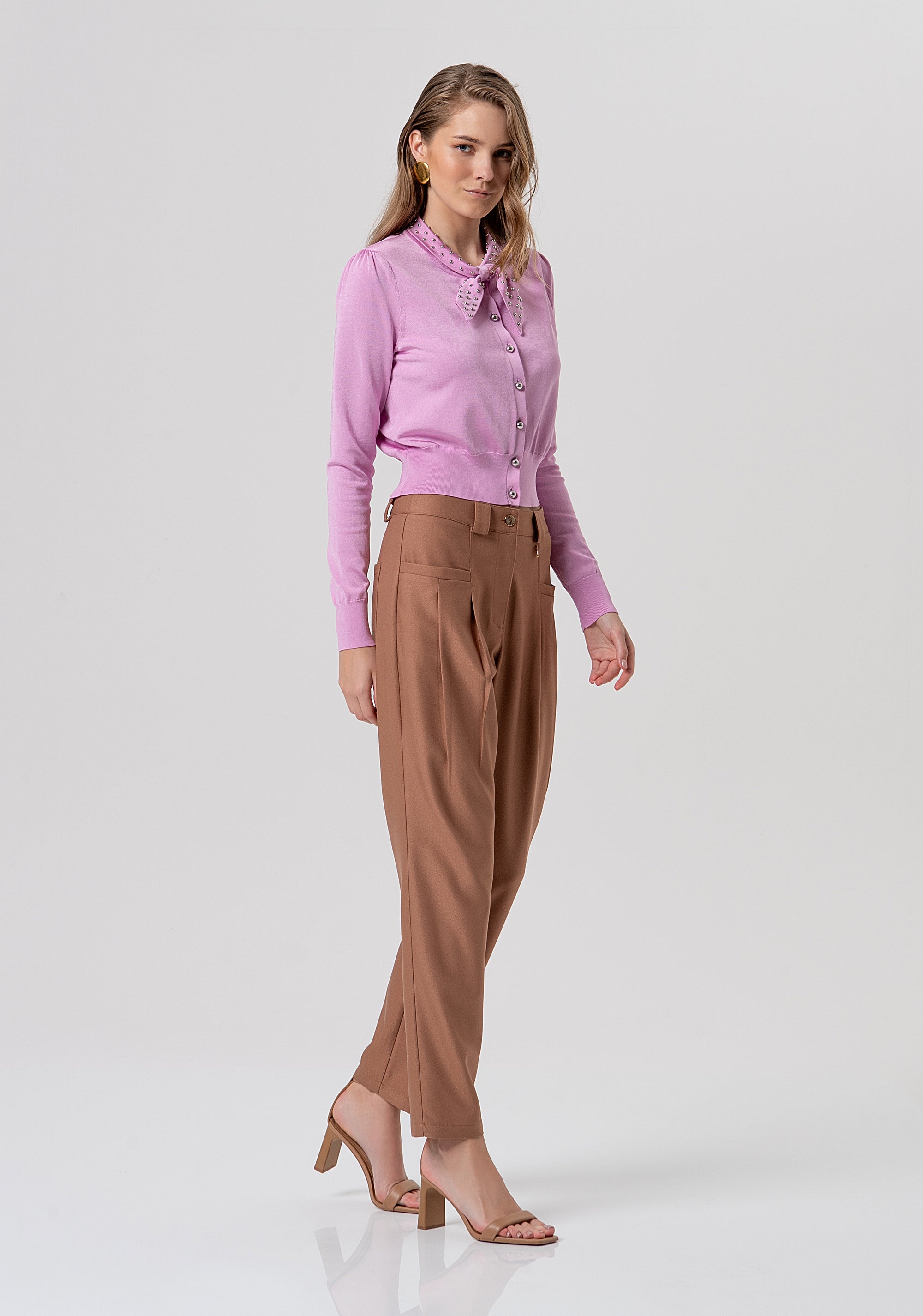 Cardigan regular fit with bow at the neck drop Fracomina FR26ST8016K42101-226-4