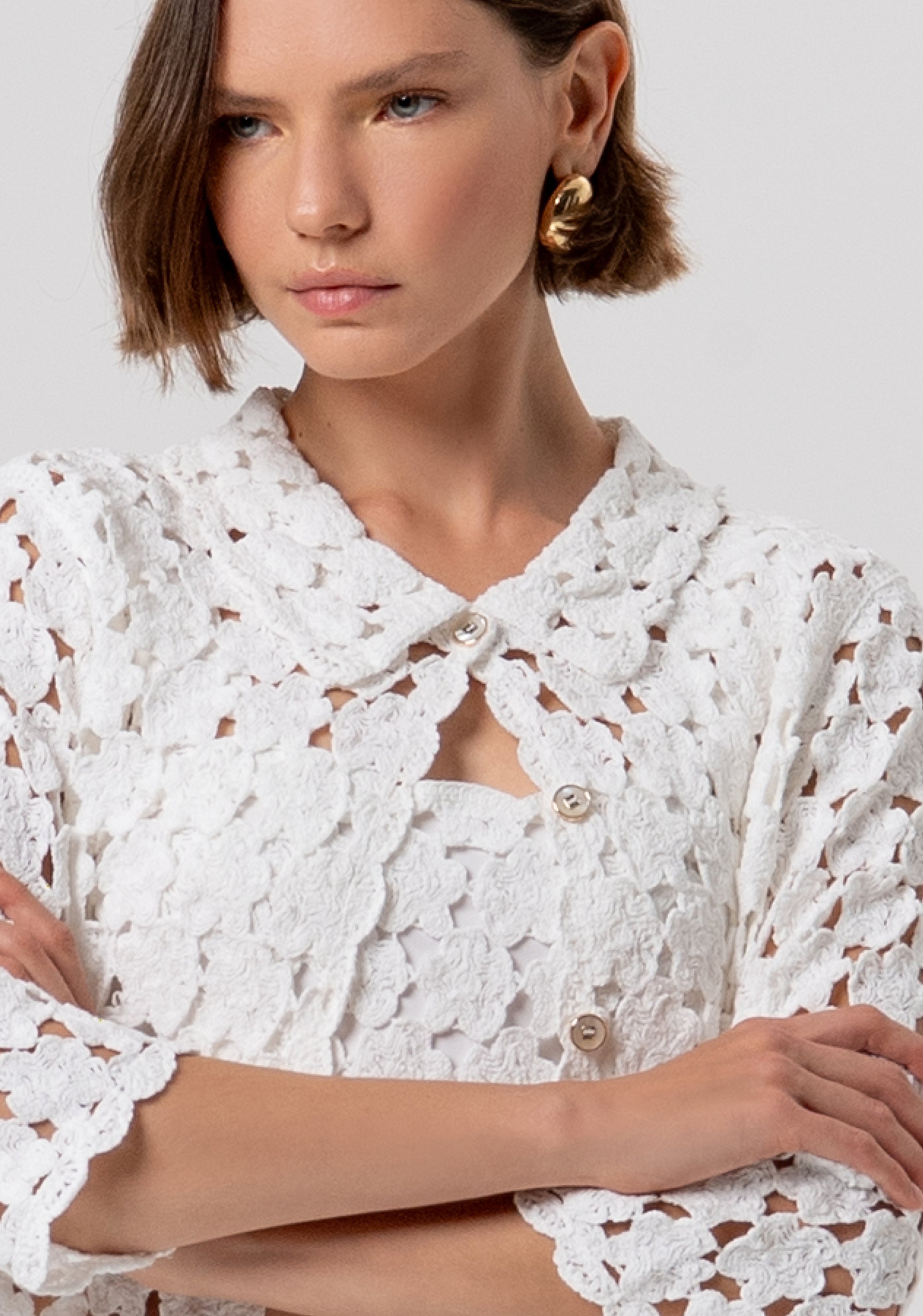 Cardigan regular fit made in lace Fracomina FR26ST8018K488R6-108-2