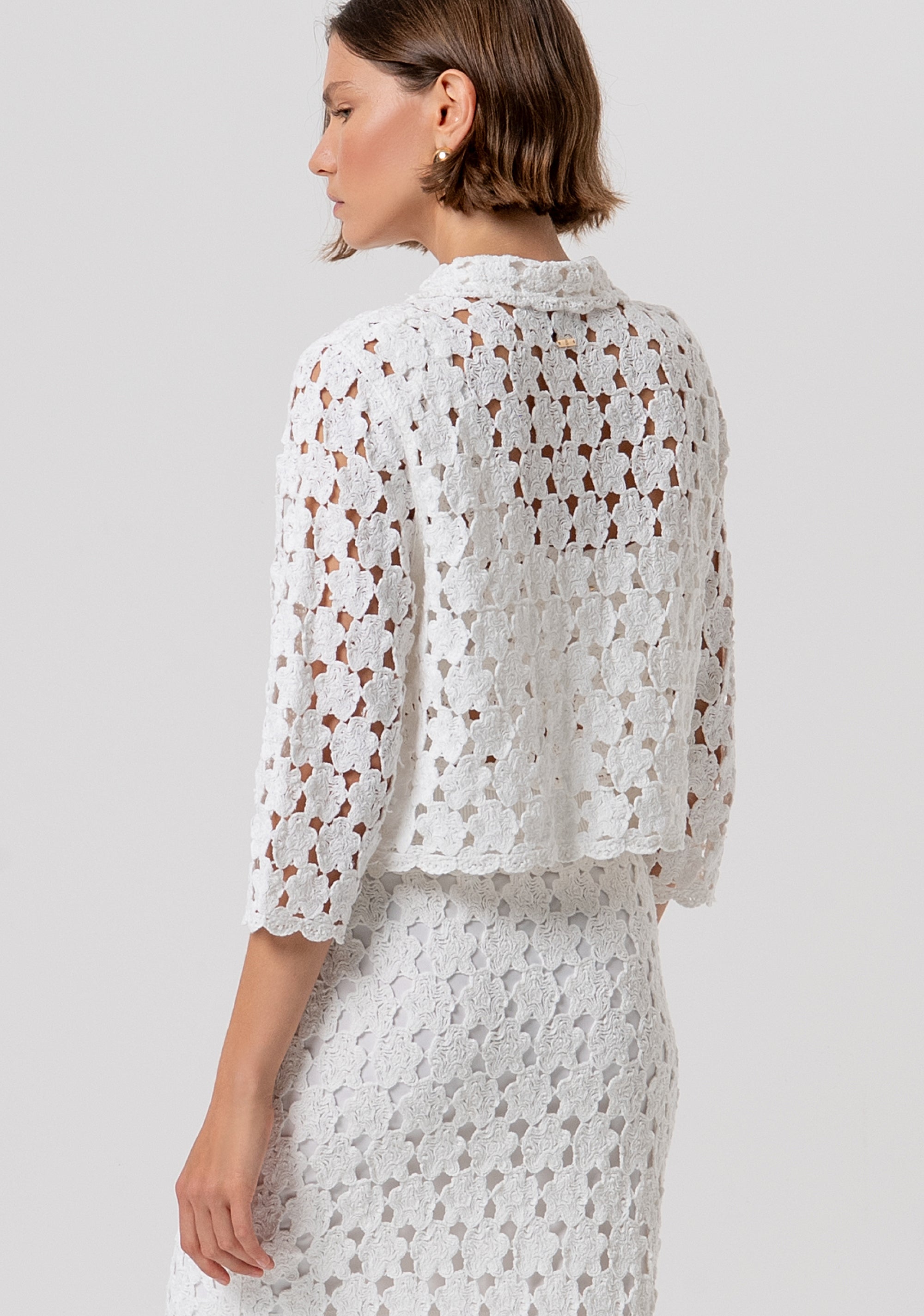 Cardigan regular fit made in lace Fracomina FR26ST8018K488R6-108-3