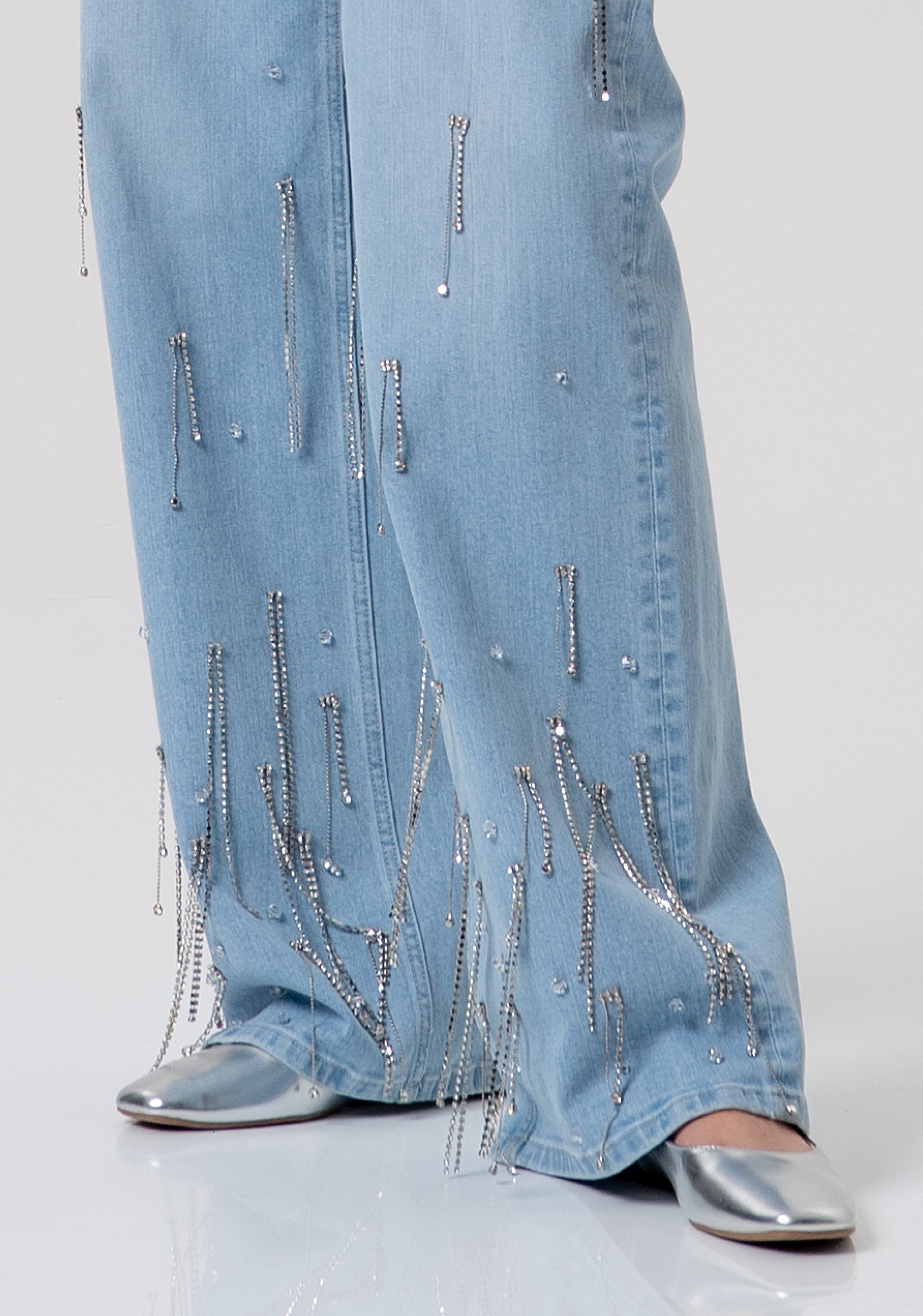 Jeans flare wide leg made in denim with light wash Fracomina FR26SV2008D40103-062-2