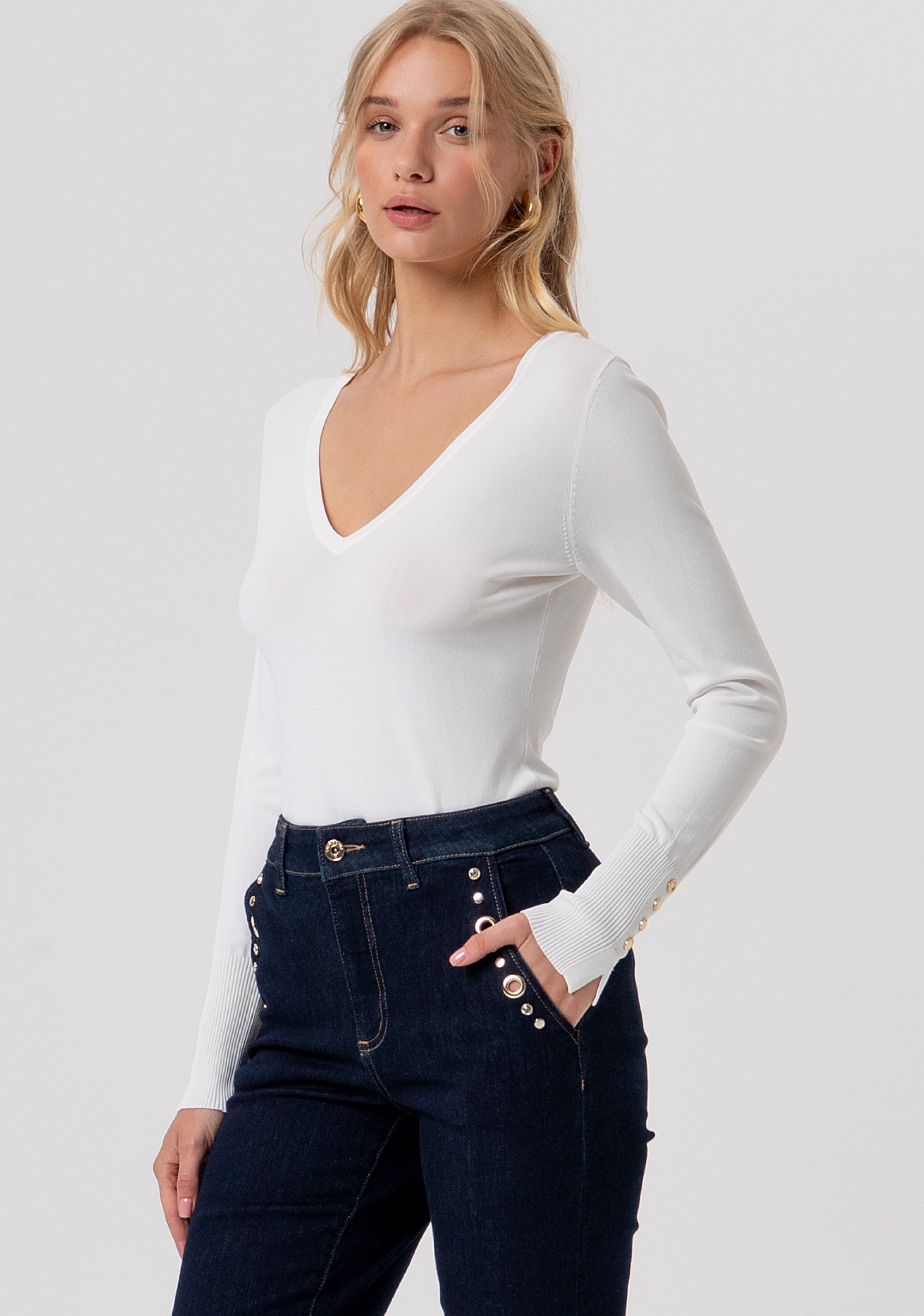 Jeans flare wide leg made in denim with raw wash Fracomina FR26SV2009D46493-L23-2