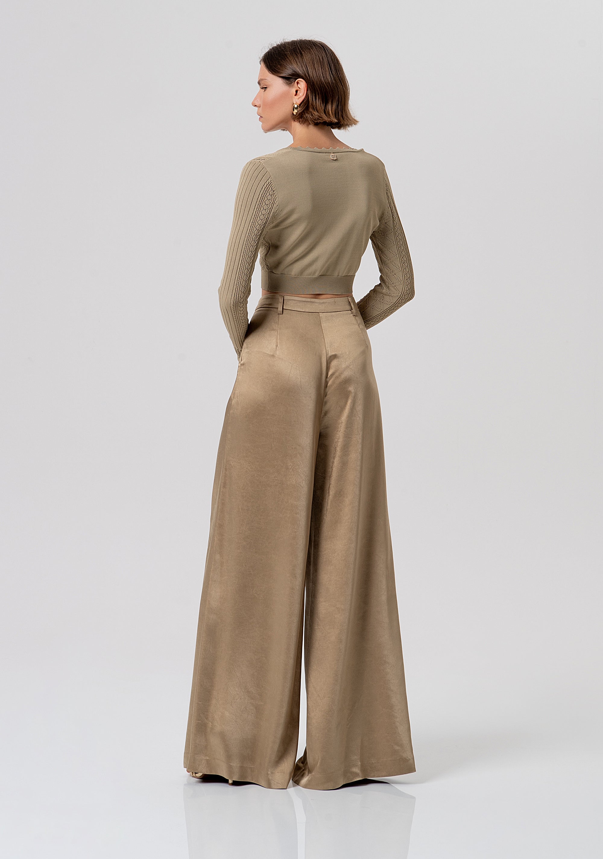 Palazzo pant flare made in satin Fracomina FR26SV3004W41101-208-3