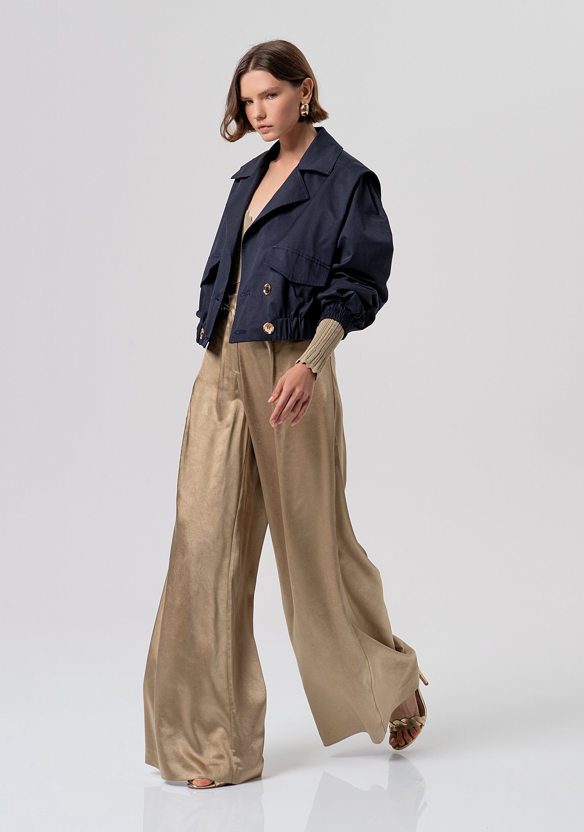 Palazzo pant flare made in satin Fracomina FR26SV3004W41101-208-4
