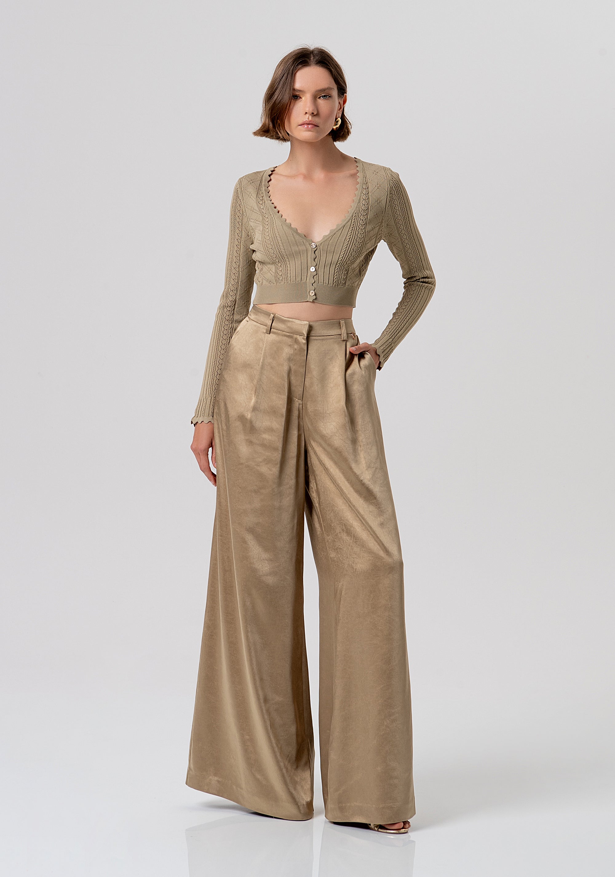 Palazzo pant flare made in satin Fracomina FR26SV3004W41101-208