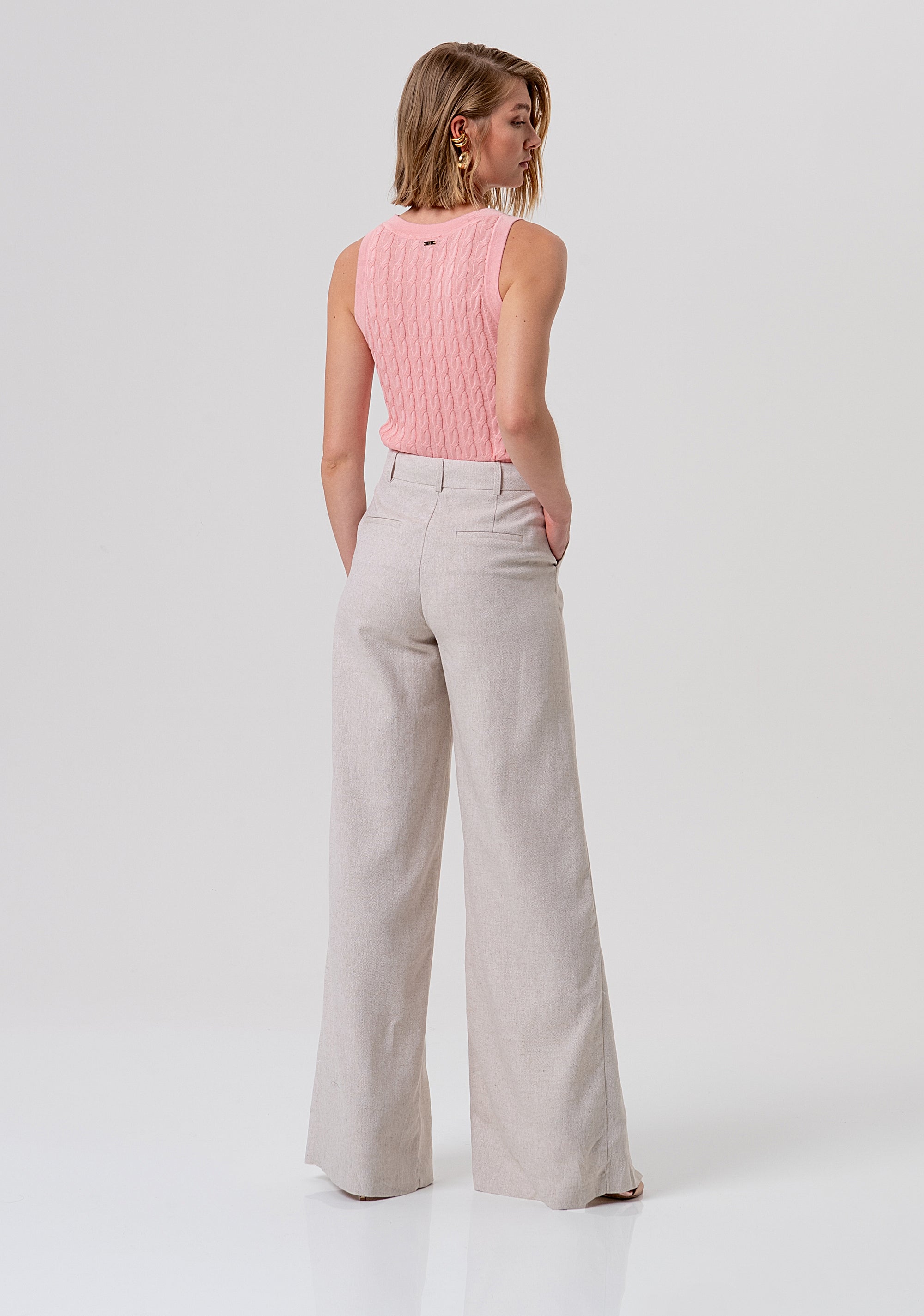Palazzo pant flare made in cotton and linen Fracomina FR26SV3012W67101-251-3
