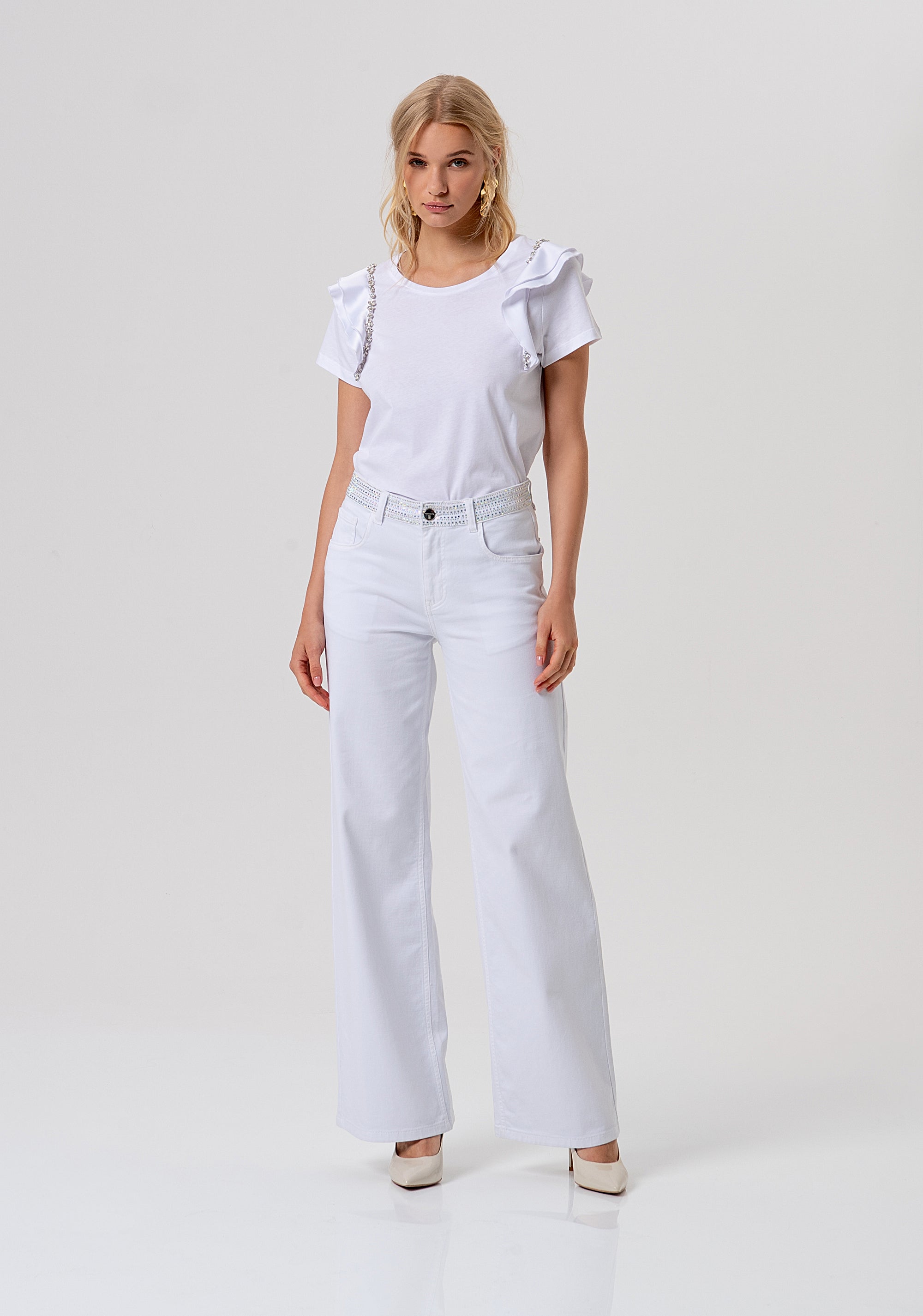 Palazzo pant flare made in cotton bull Fracomina FR26SV3030W615R9-278-1