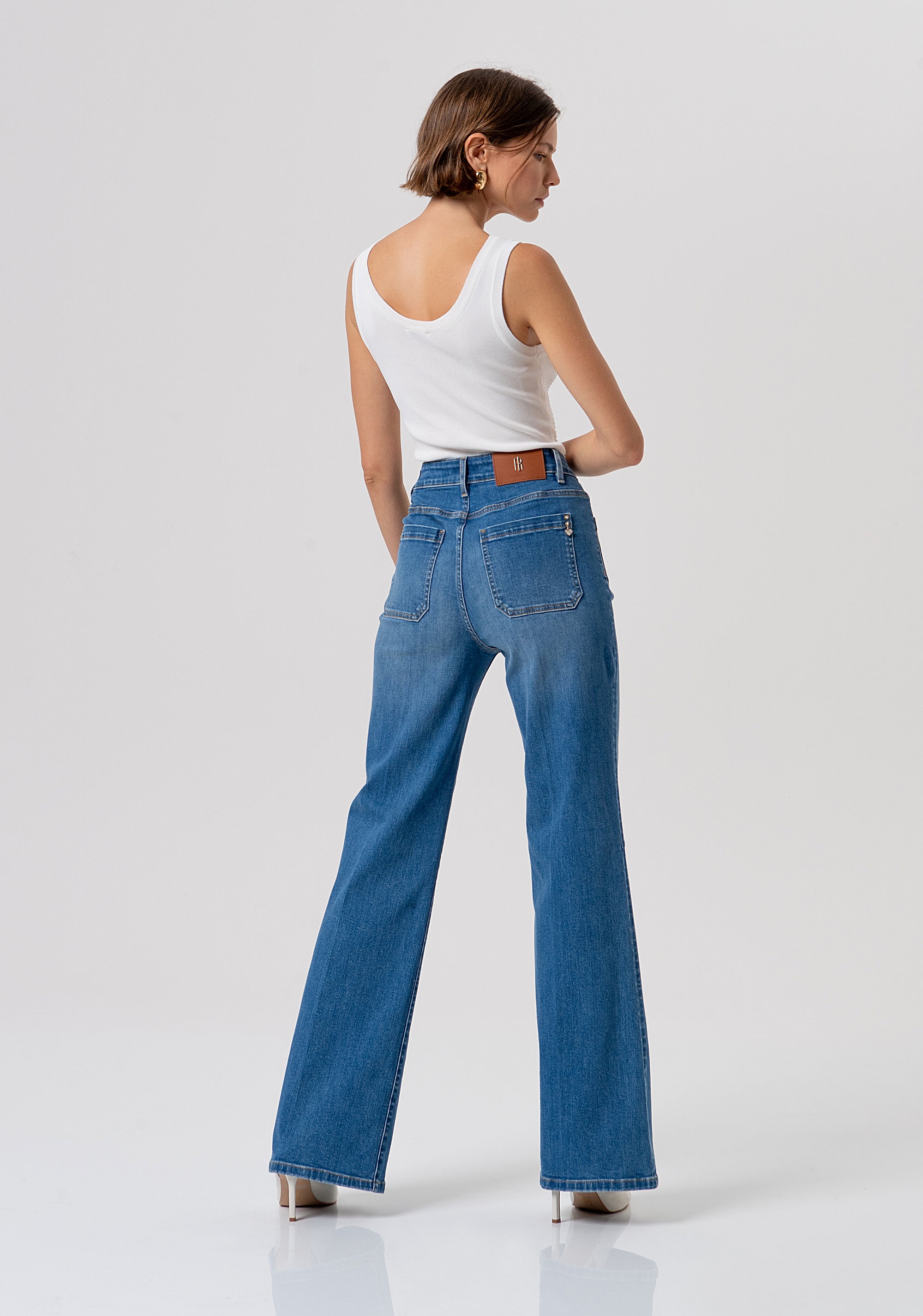 Palazzo pant flare made in denim with middle wash FR26SV3031D40103