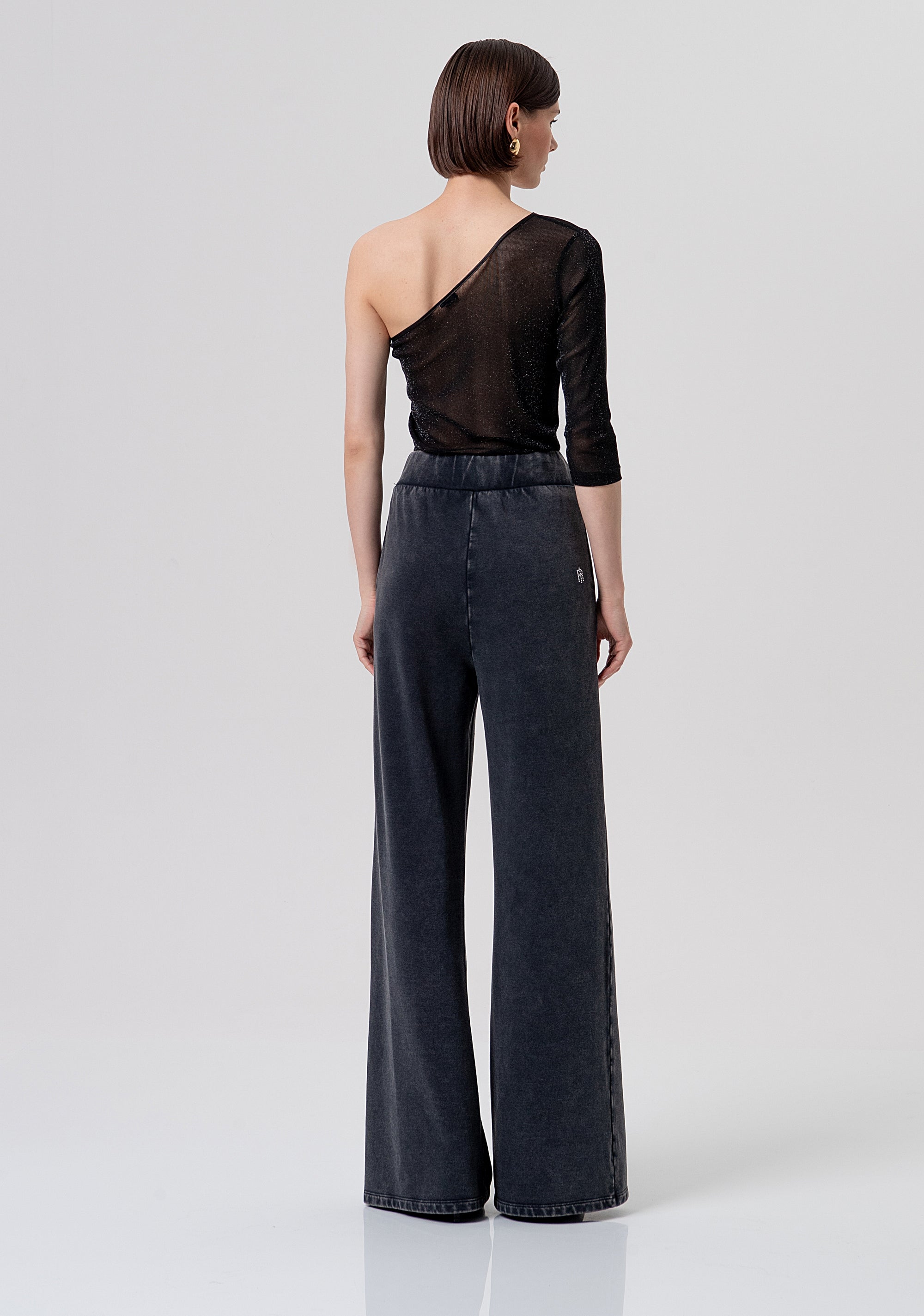 Palazzo pant flare made in fleece with used wash Fracomina FR26SV3033F40901-M30-4