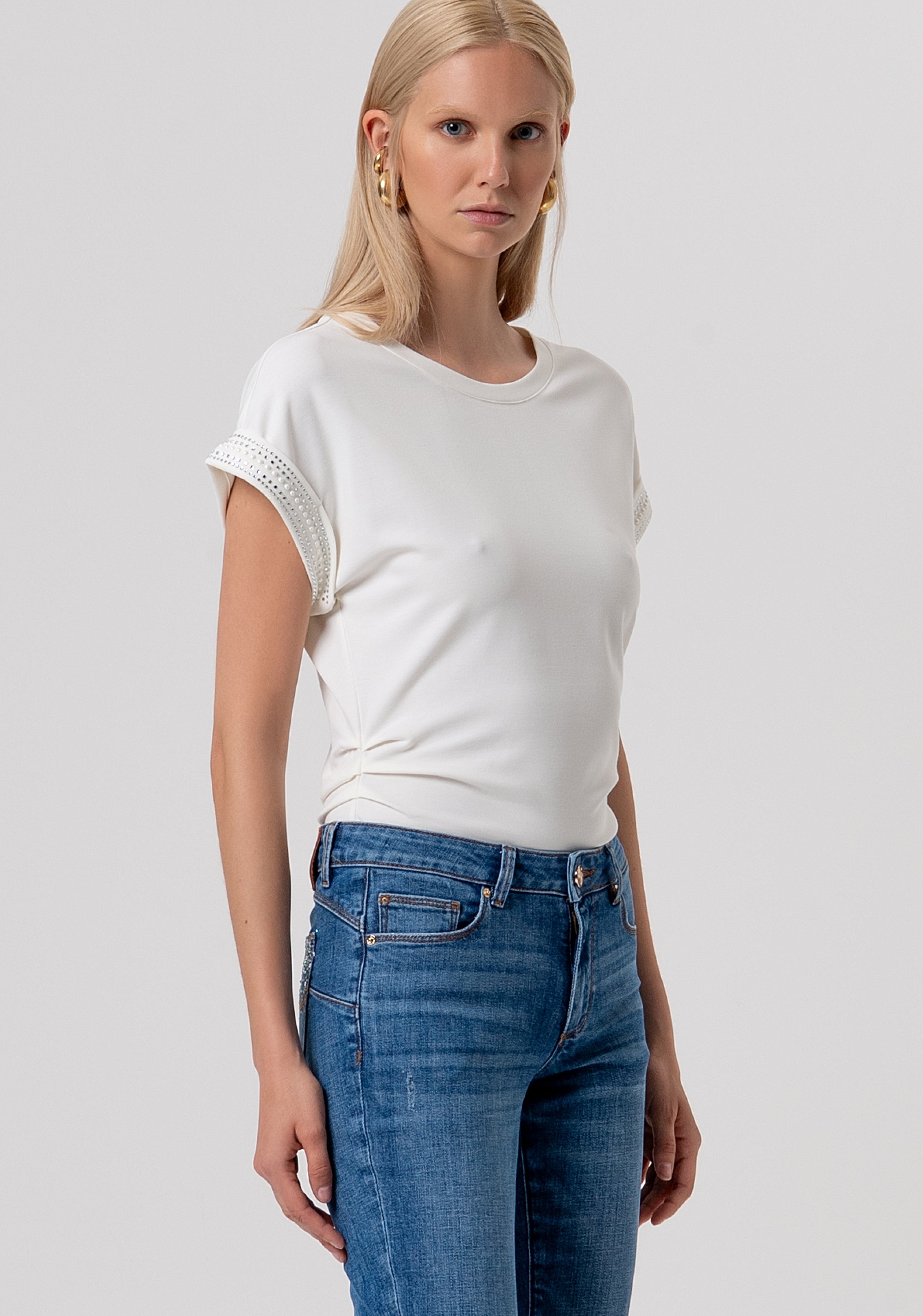 Jeans bootcut with push-up effect made in denim with middle wash Fracomina FR26SV8020D450P2-A99-2