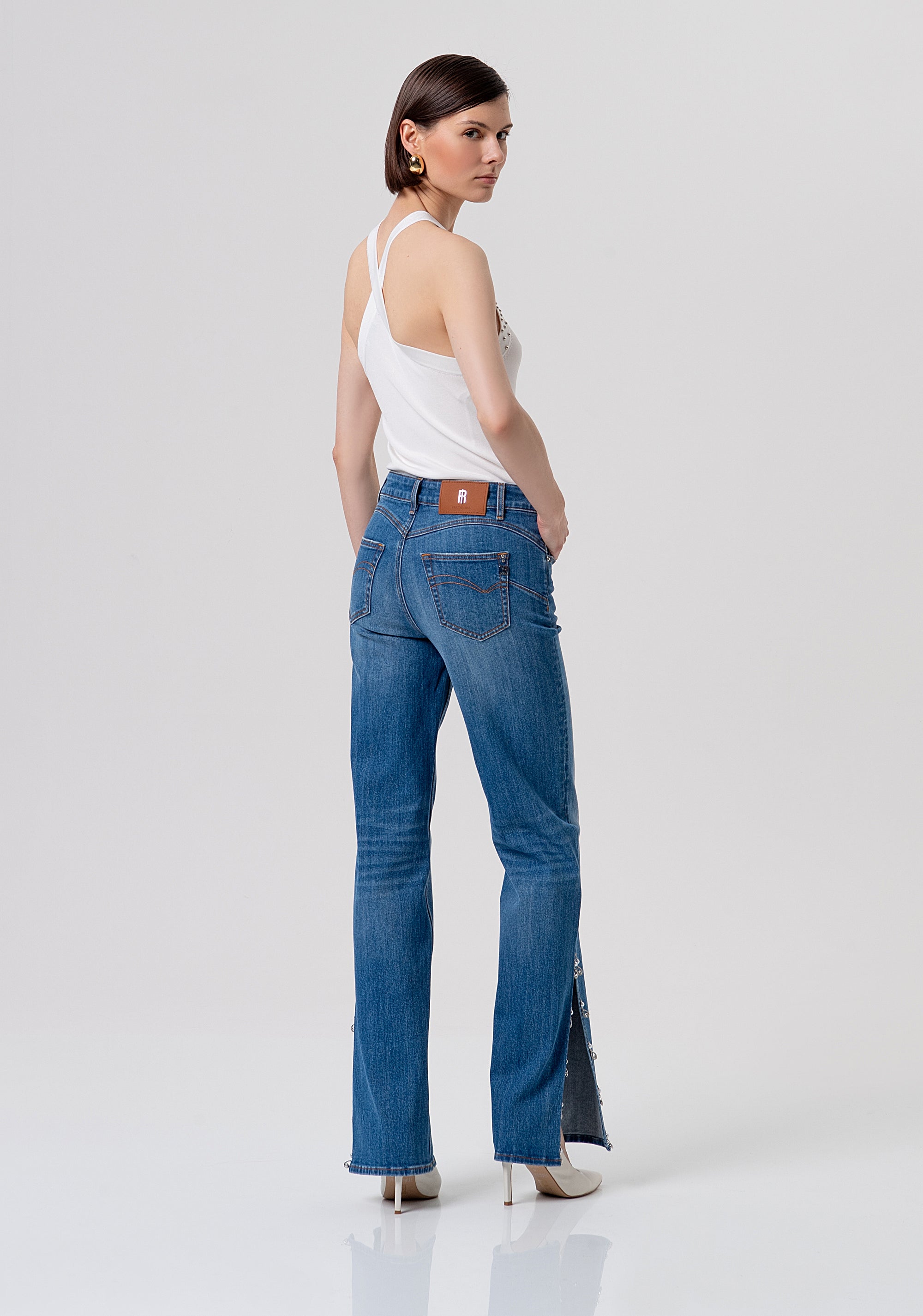 Jeans bootcut with push-up effect made in denim with middle wash Fracomina FR26SV8050D40102-A99-3