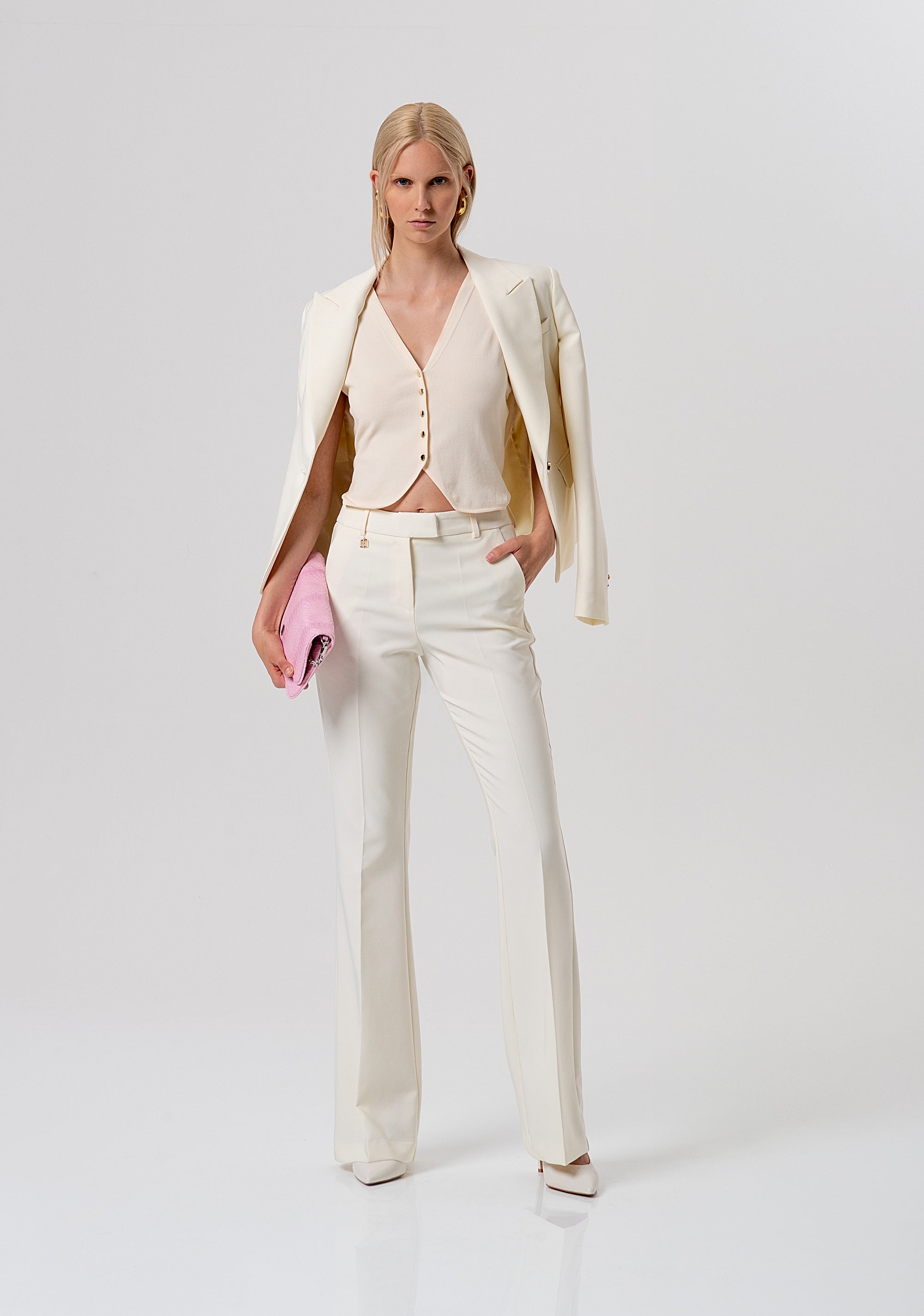 Tailored Flare Trousers with Metallic Logo Detail Fracomina FR26SVA004W42901-B59-4