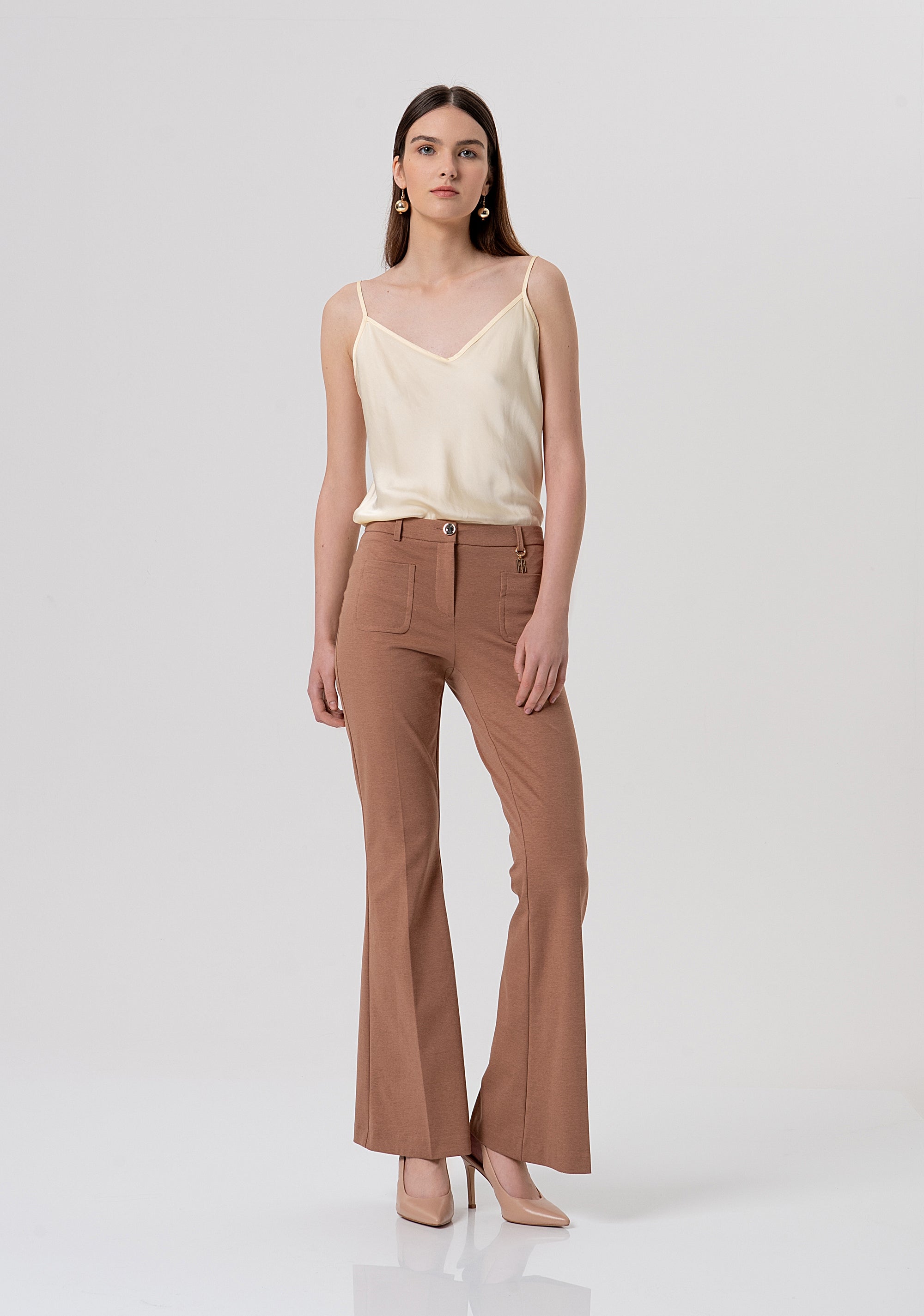 Bootcut pant made in Milano stitch fabric Fracomina FR26SVA006W51501-M07-1
