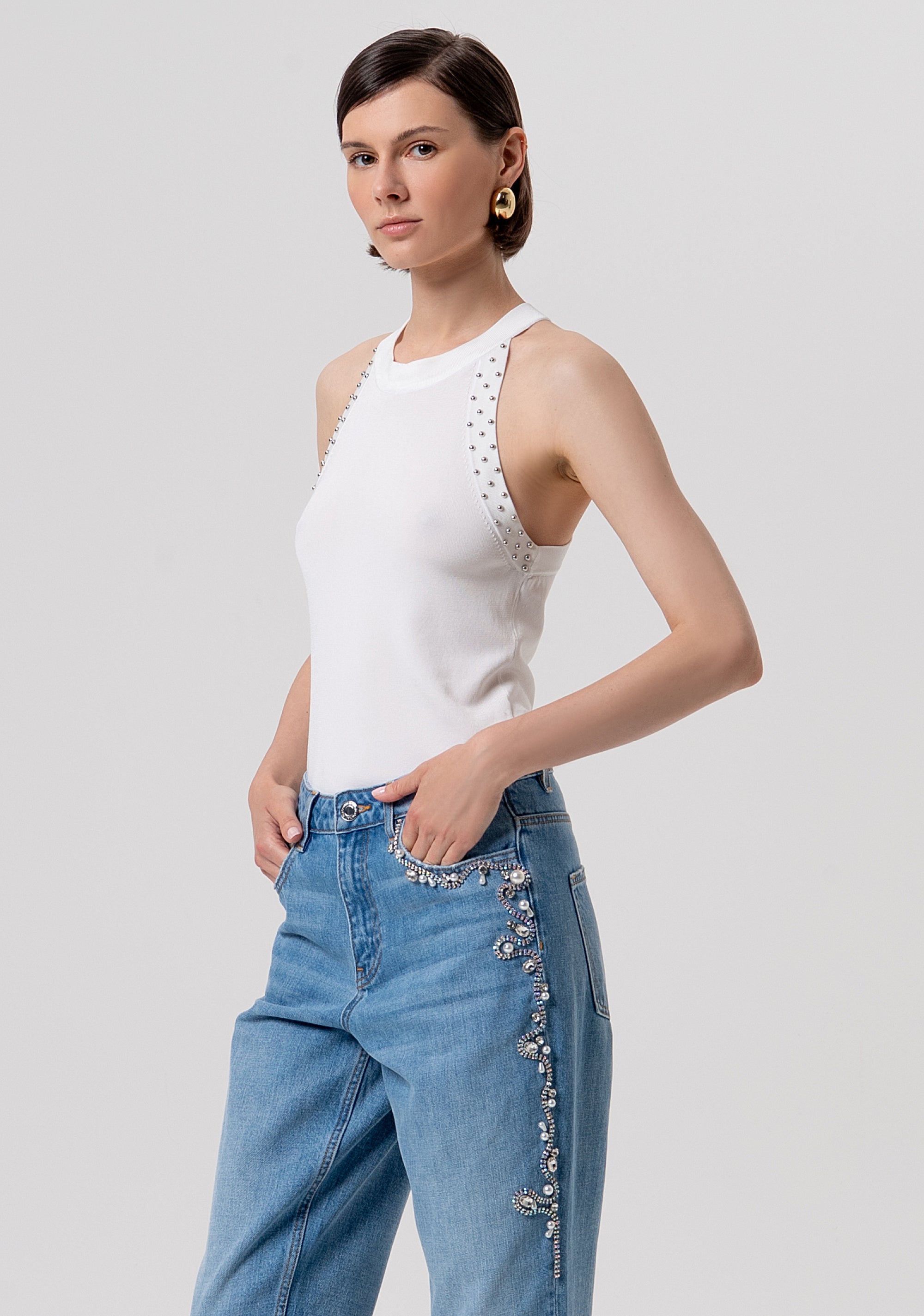 Jeans carrot mom fit made in denim with middle wash Fracomina FR26SVD005D419O1-437-2