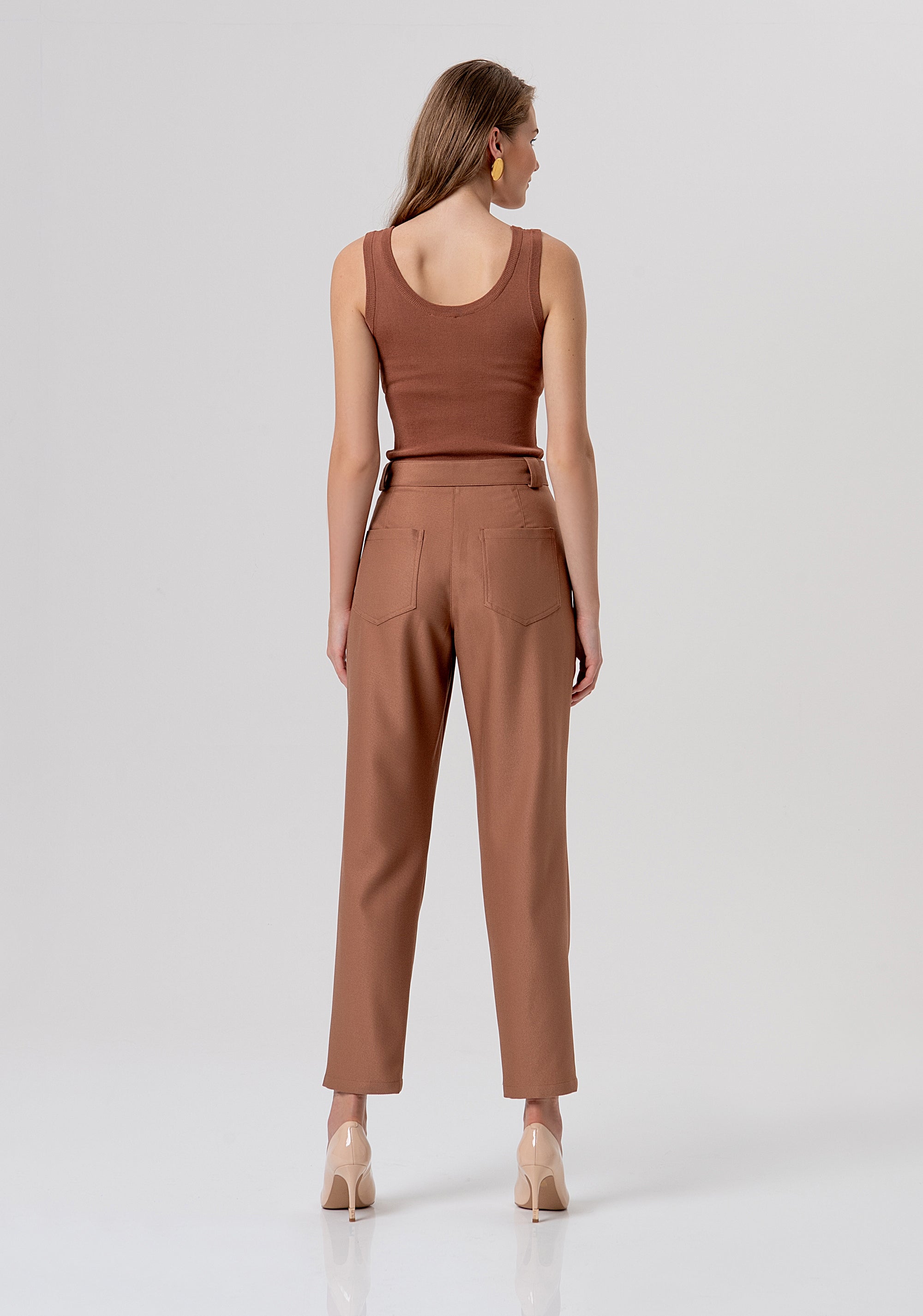 Carrot pant made in Milano stitch fabric Fracomina FR26SVD018W49101-M07-3
