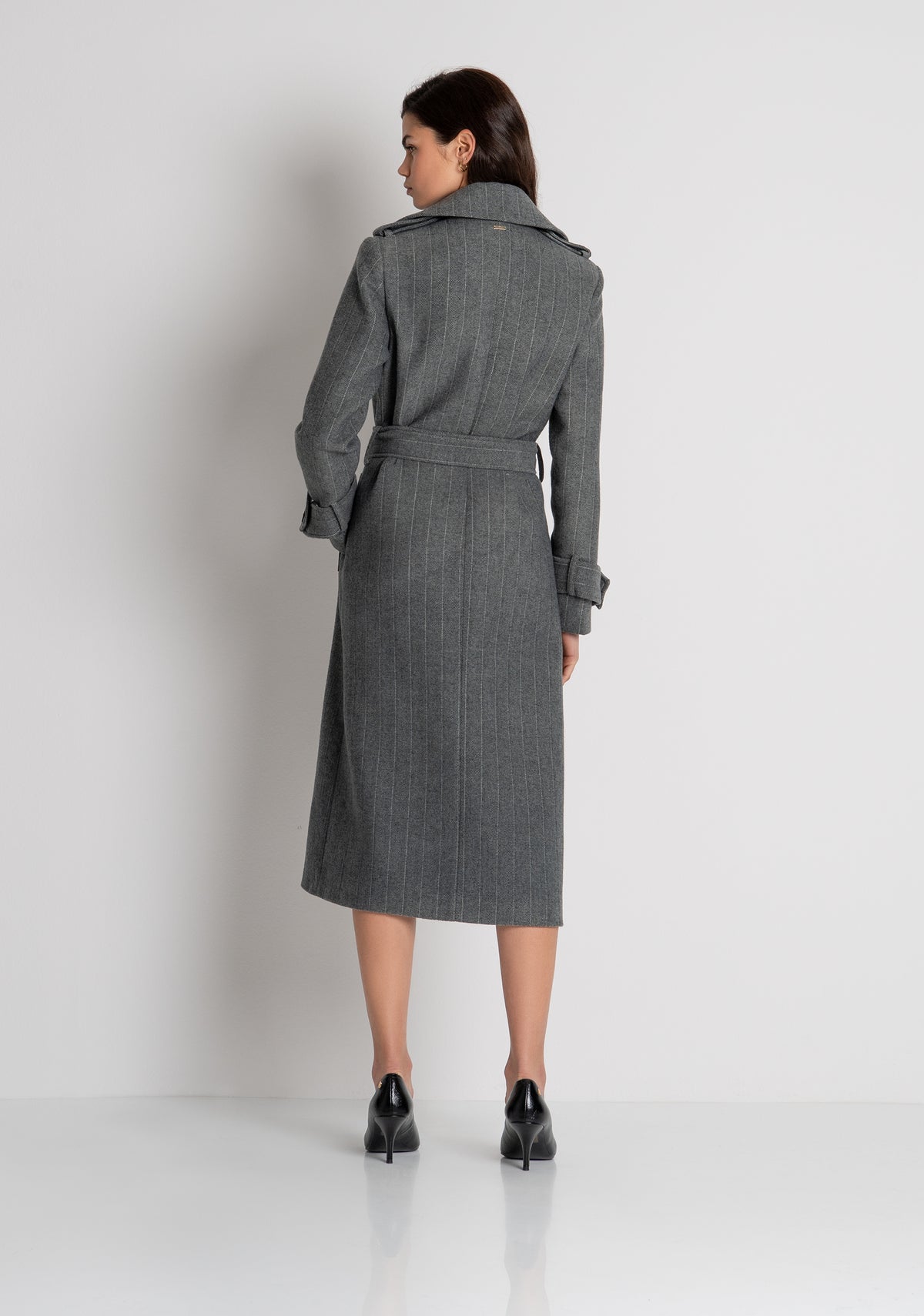 Trench coat regular fit made in pinstriped fabric with wool Fracomina FR26WC1004W723D4-159-4
