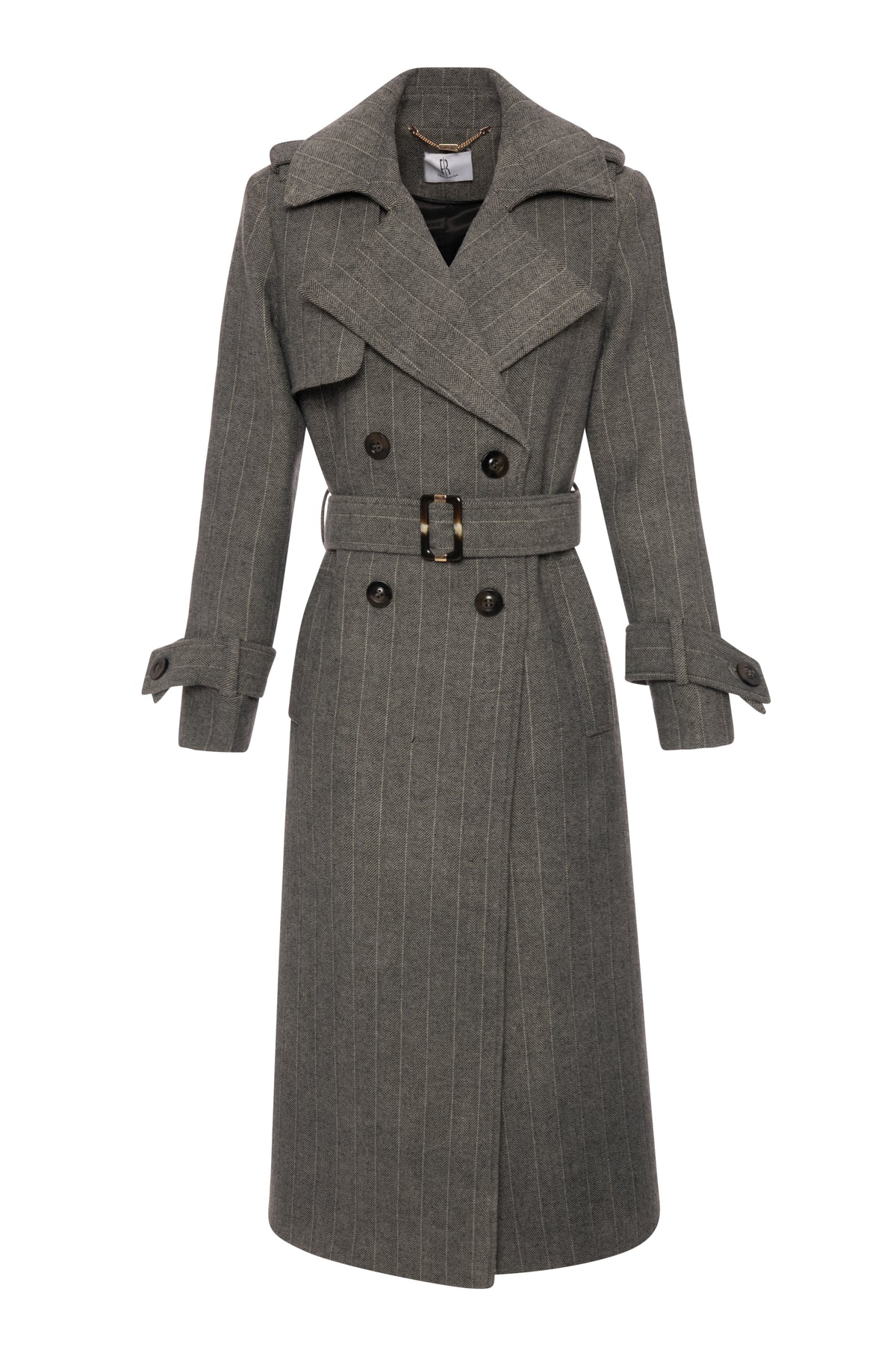 Trench coat regular fit made in pinstriped fabric with wool Fracomina FR26WC1004W723D4-KF8-1