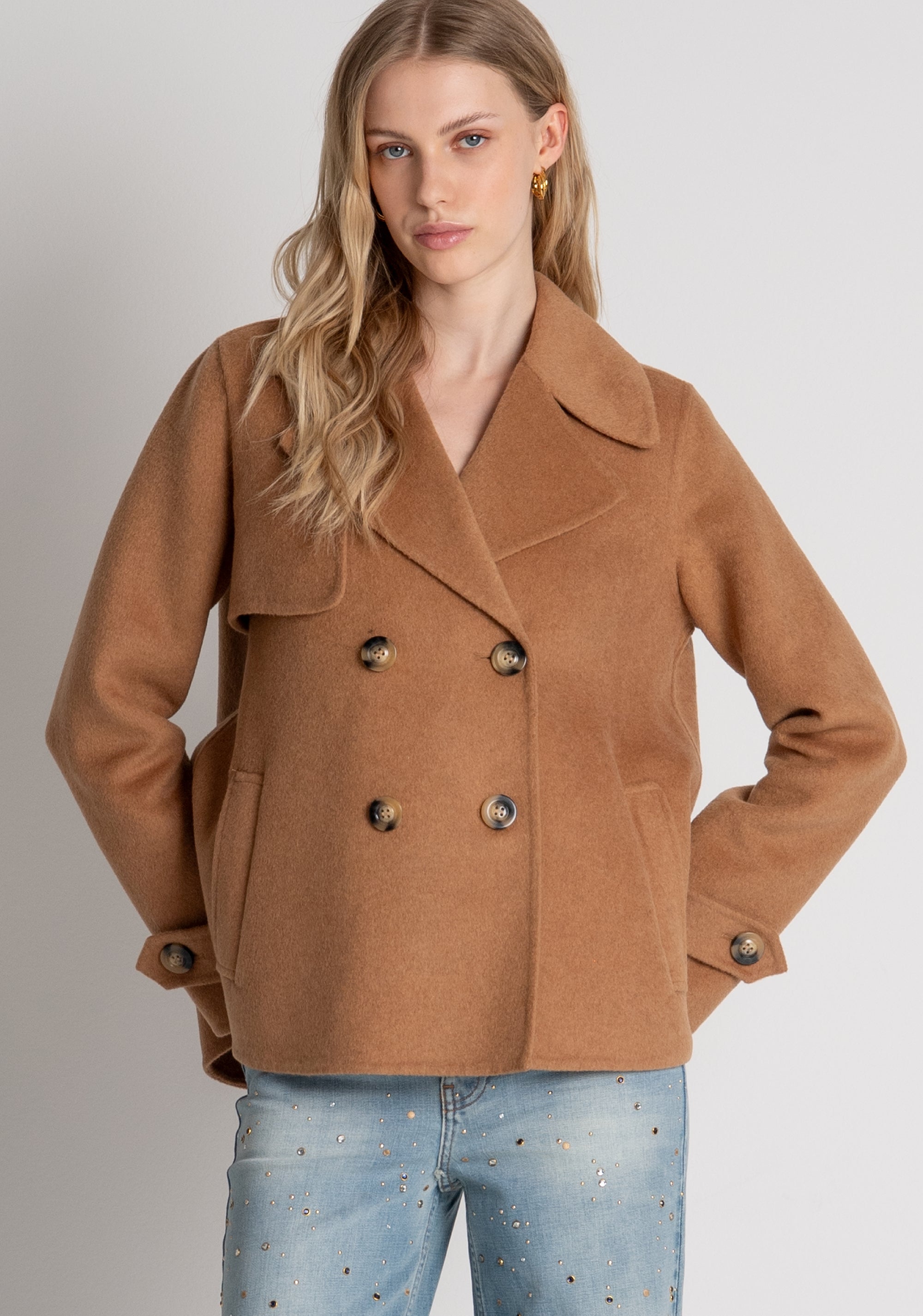A-shaped coat made in cloth with wool Fracomina FR26WC1008W80801-093-2_d7acbabc-2f1c-4f65-877c-50bafe312879