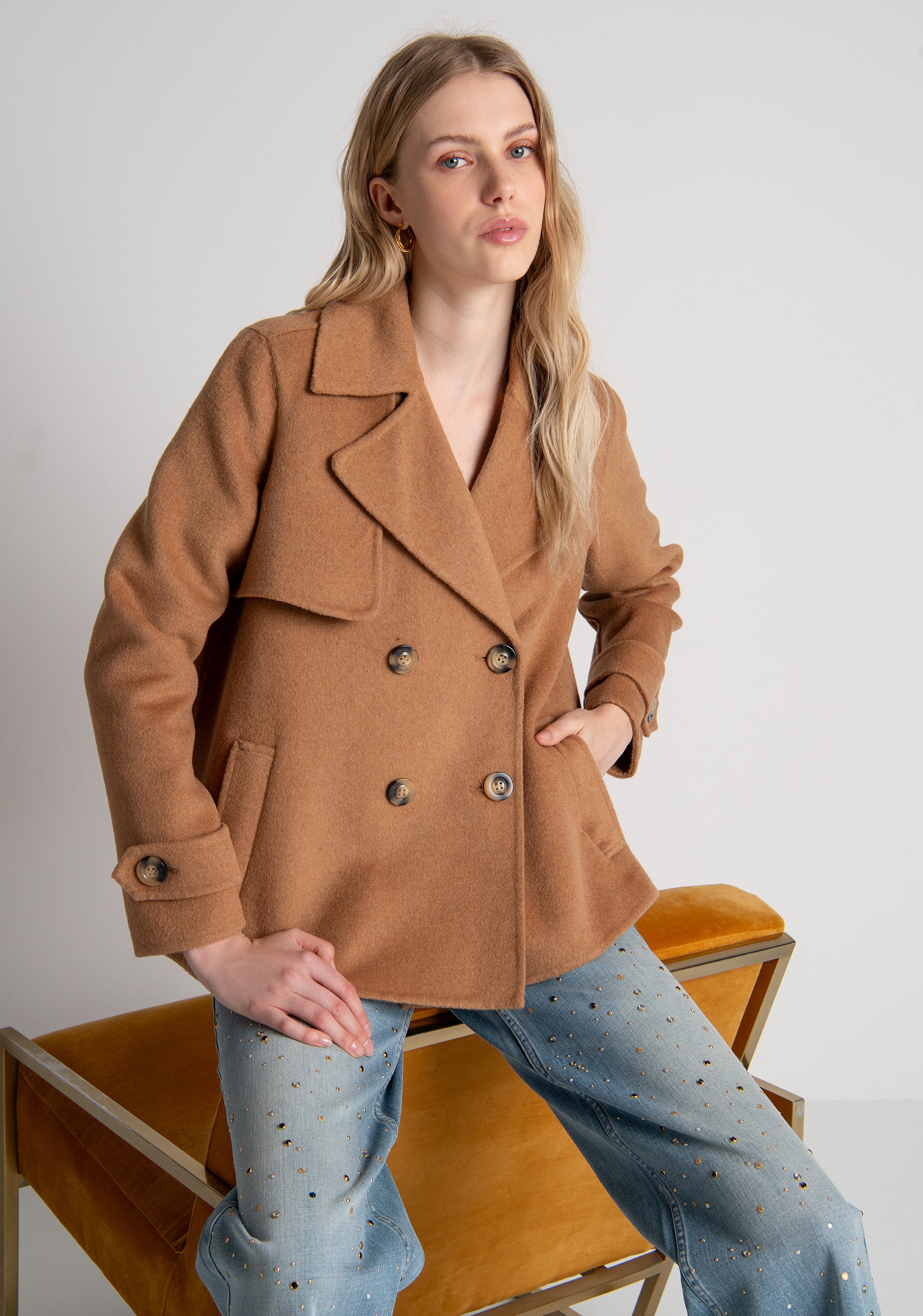 A-shaped coat made in cloth with wool Fracomina FR26WC1008W80801-093