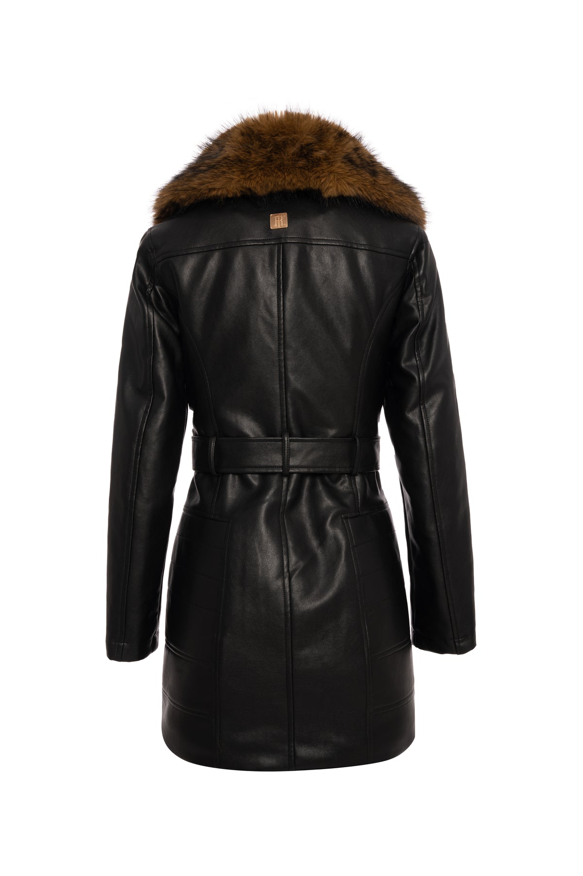Long jacket regular fit made in fake leather Fracomina FR26WC1022P41101-053-1