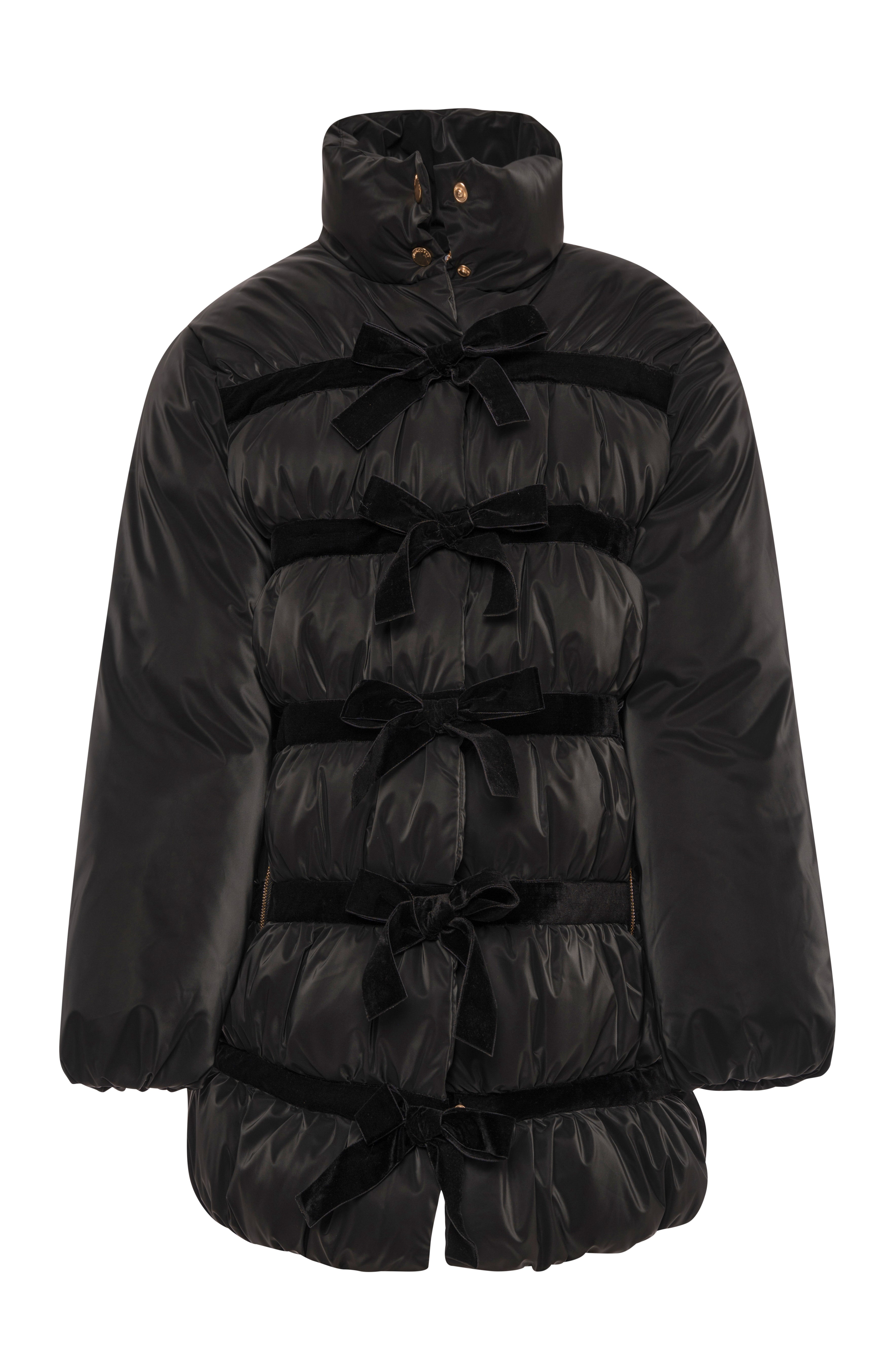 Padded jacket regular fit with bows made in velvet Fracomina FR26WC3003O45801-K01-1