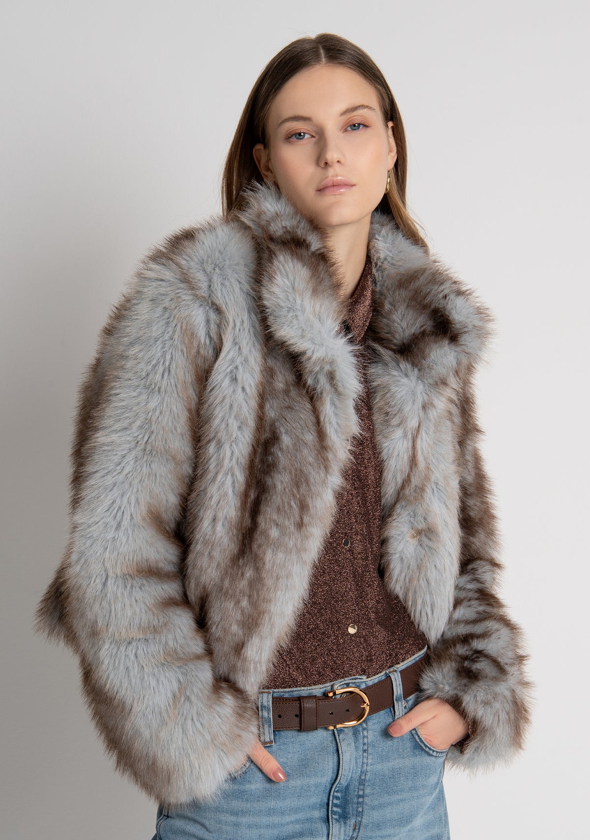Jacket cropped made in fake fur Fracomina FR26WC4003O44501-T12-2
