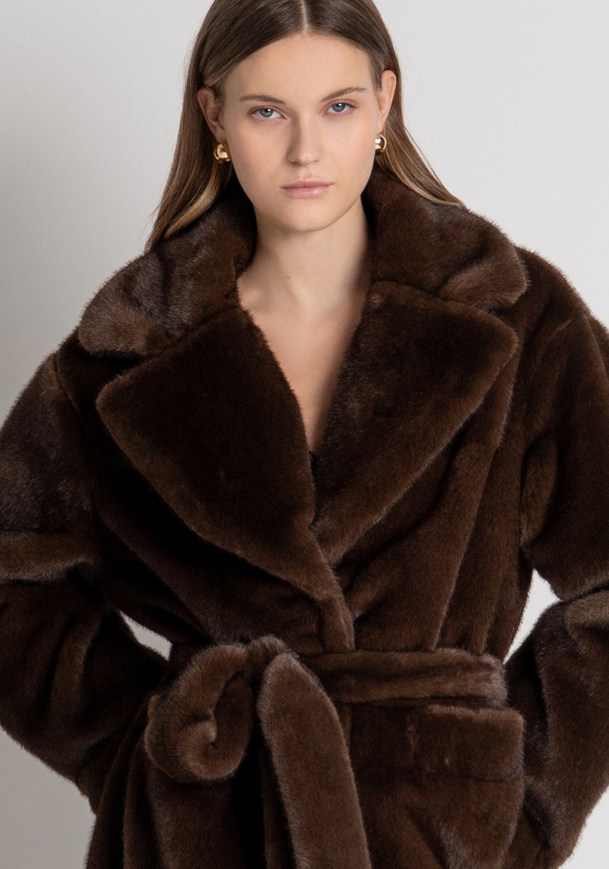 Long jacket regular fit made in fake fur Fracomina FR26WC4012O44501-091-2