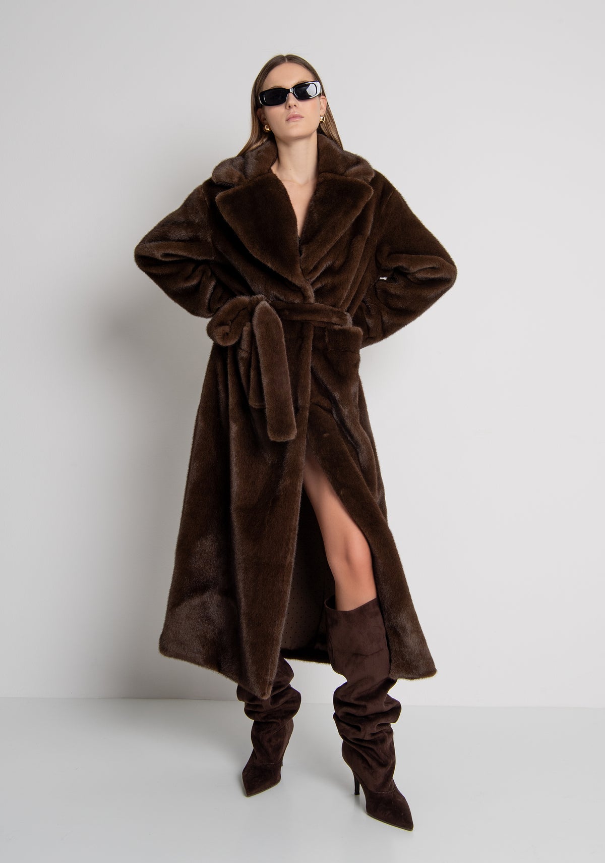 Long jacket regular fit made in fake fur Fracomina FR26WC4012O44501-091