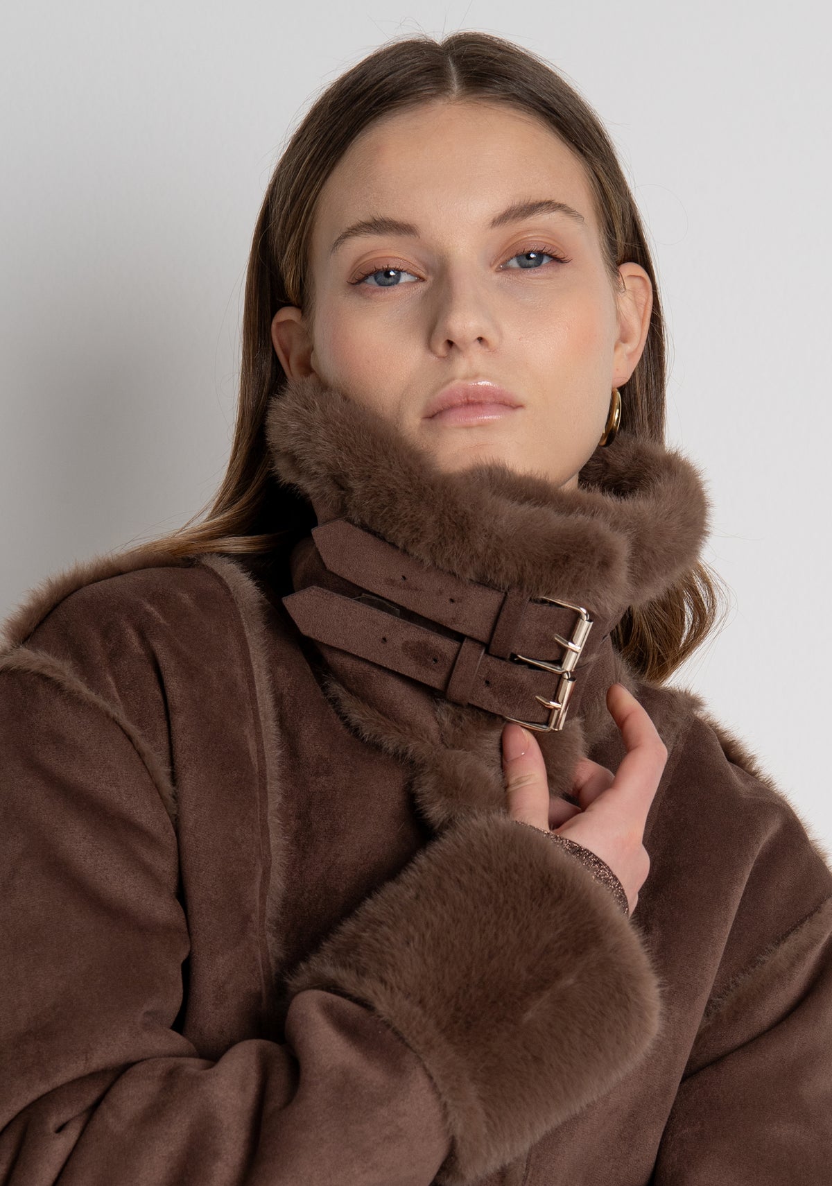Jacket regular fit made in fake shearling Fracomina FR26WC4015O46701-091-3