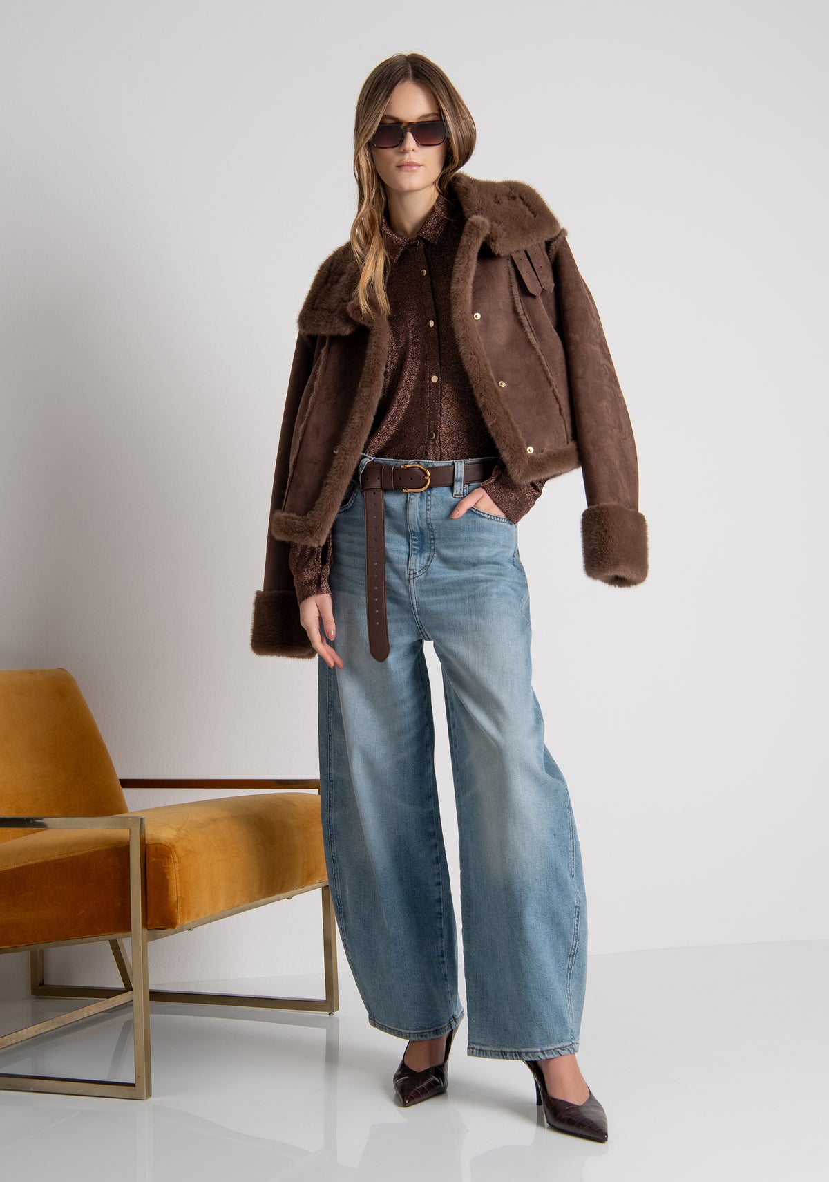 Jacket regular fit made in fake shearling Fracomina FR26WC4015O46701-091