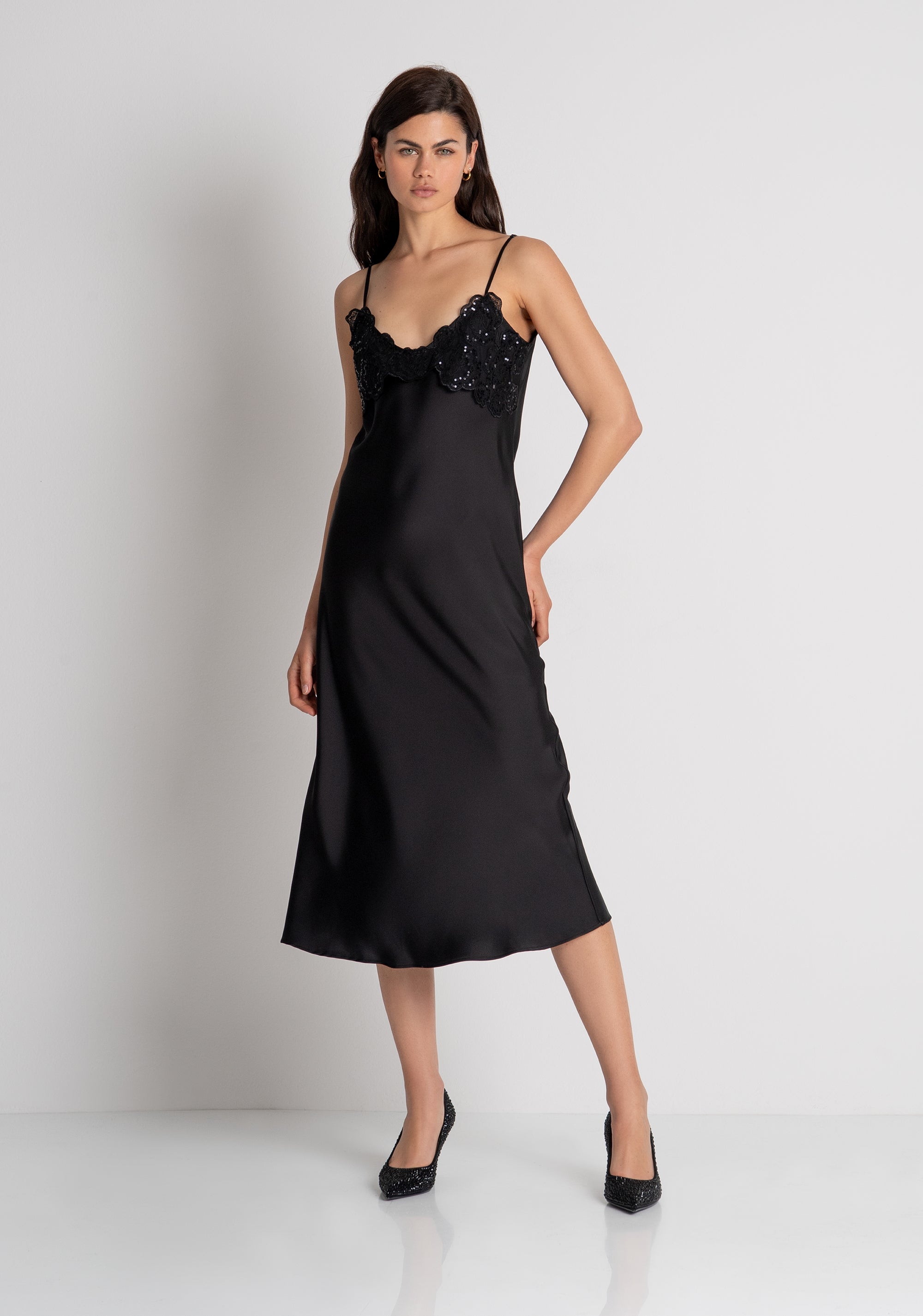 Petticoat dress middle length made in satin Fracomina FR26WD2016W41101-053-2