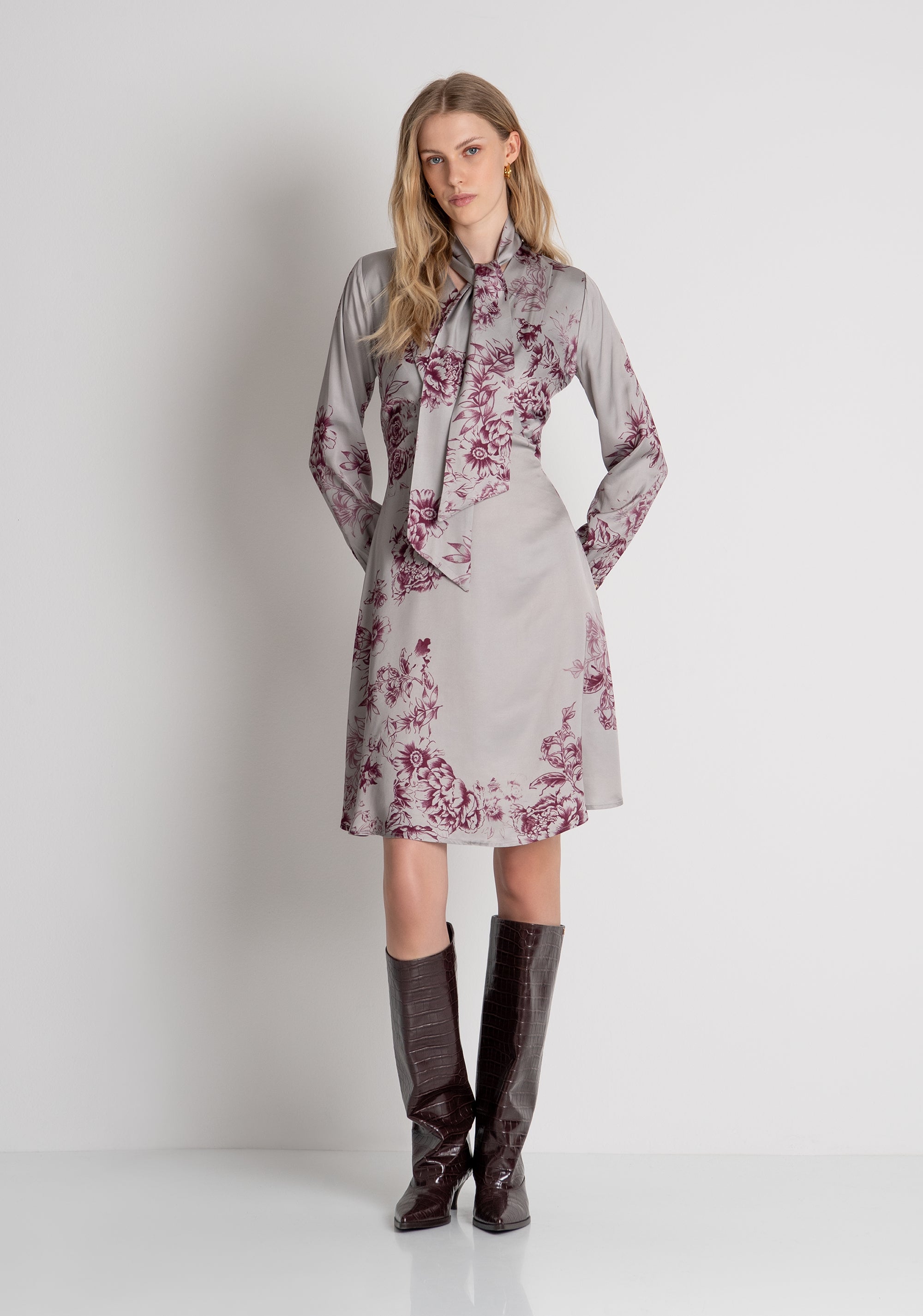 Dress regular fit middle length with flowery pattern Fracomina FR26WD2017W583K2-179-2
