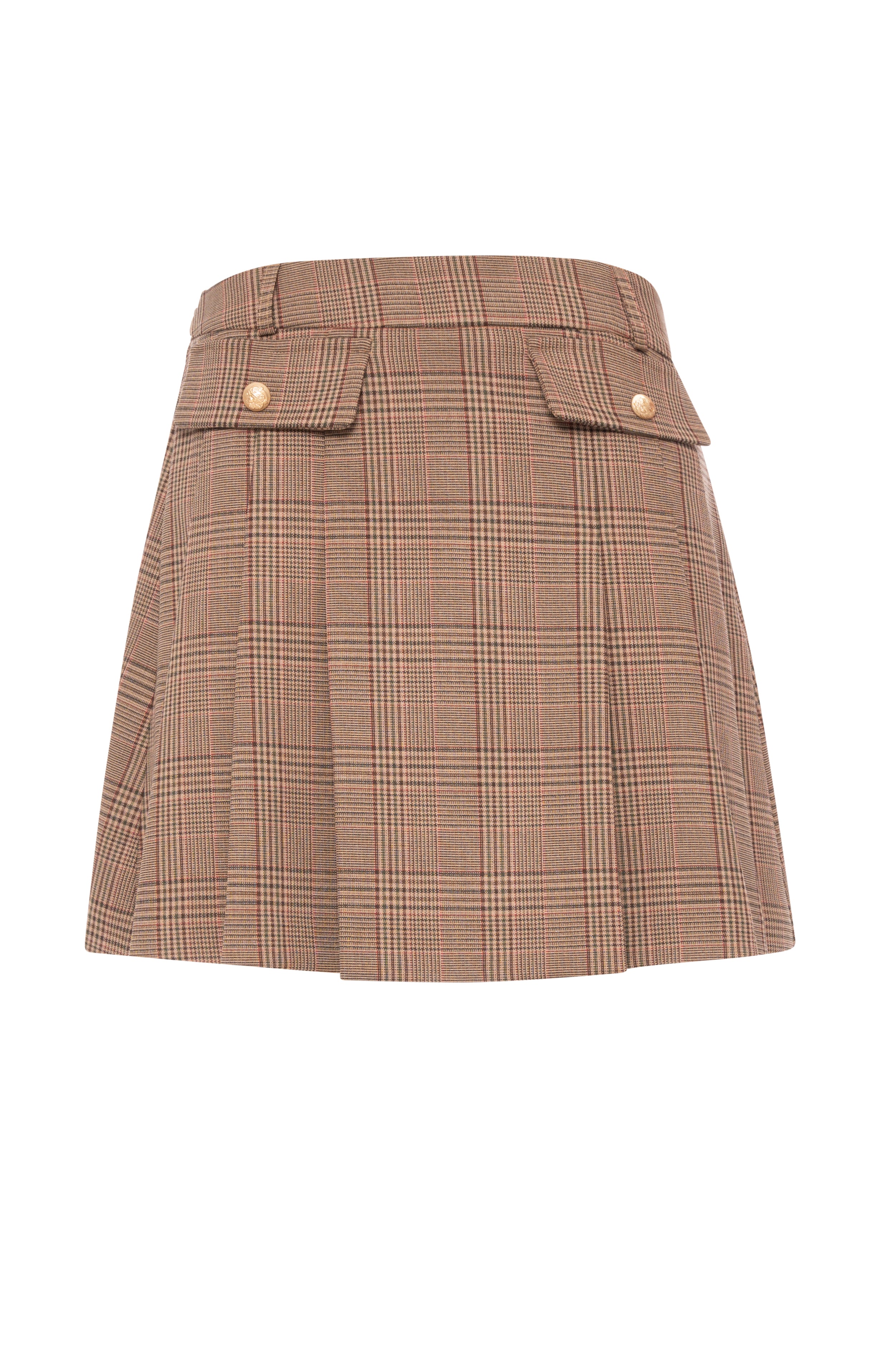 Pleated skirt flare made in Prince of Wales fabric Fracomina FR26WG1006W57595-K37-1