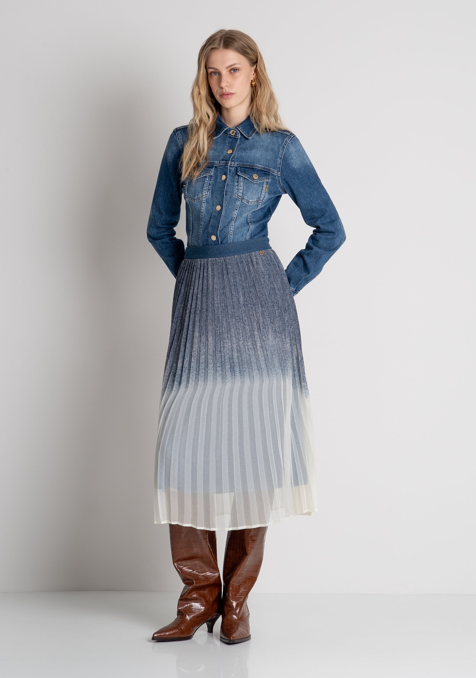 Pleated skirt flare middle length Fracomina FR26WG2010W775Q1-M64-2