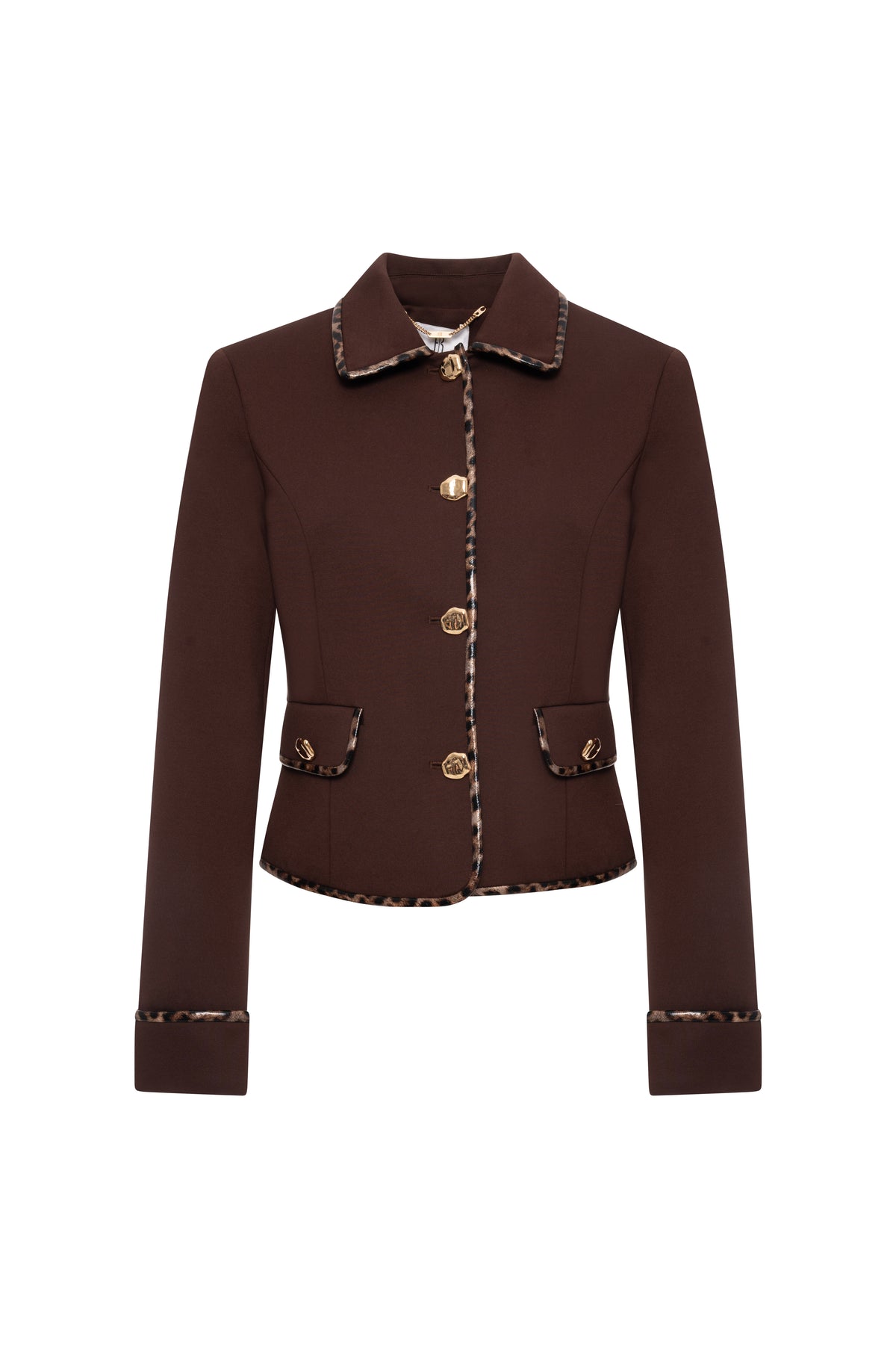 Jacket slim fit single breasted with animalier details Fracomina FR26WJ1003W68601-K06-1