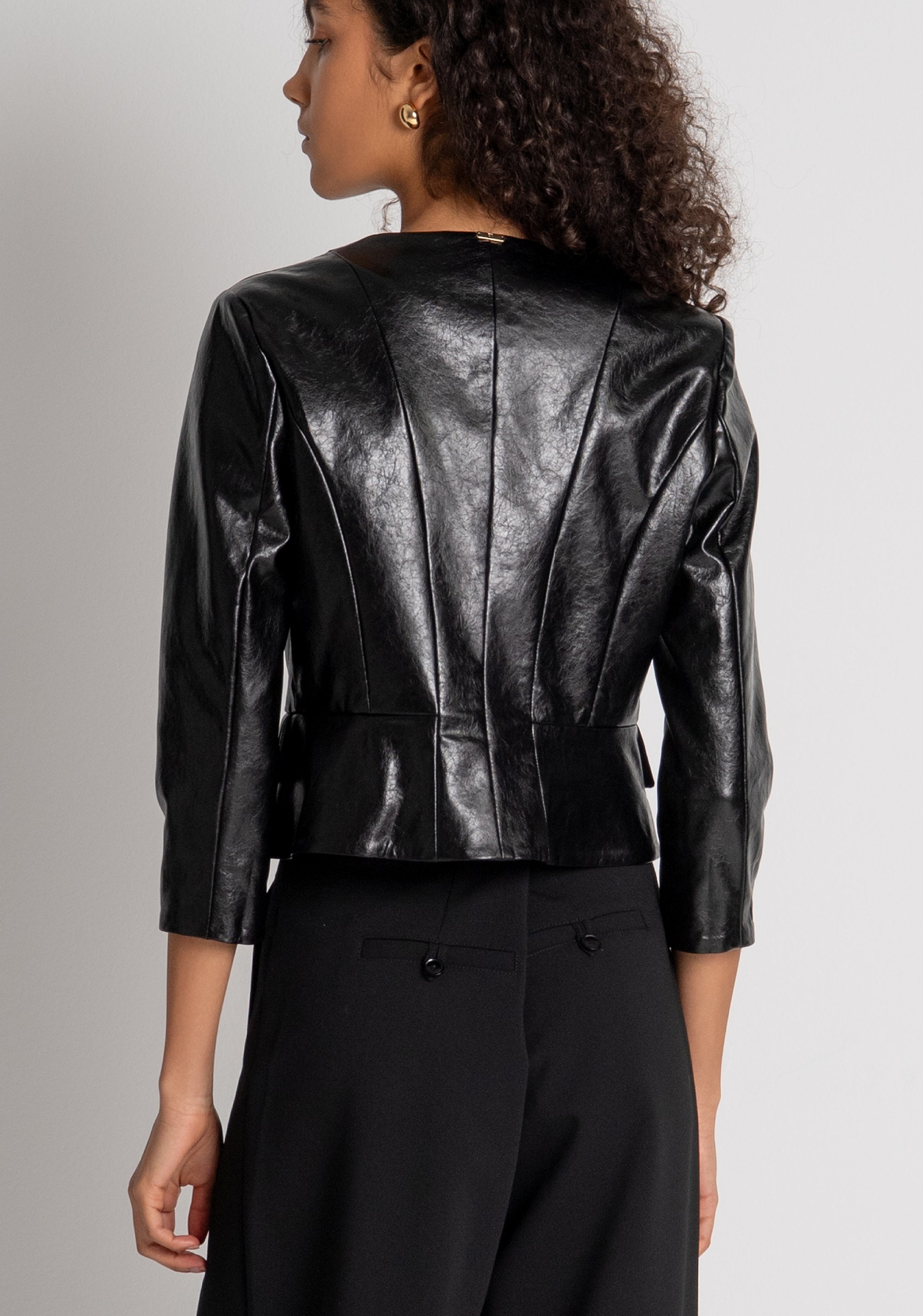 Jacket cropped made in fake leather Fracomina FR26WJ1011P41101-053-3