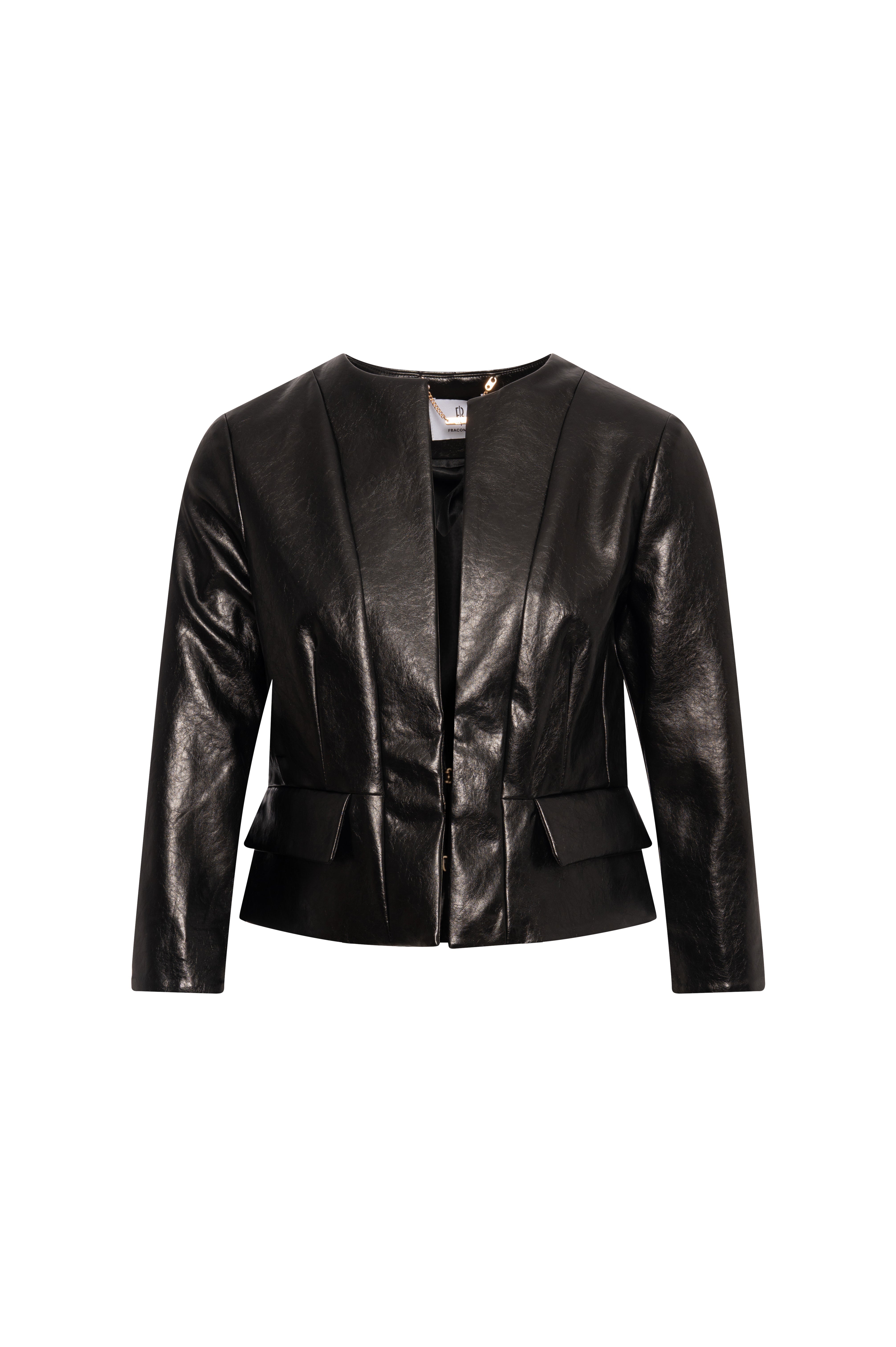 Jacket cropped made in fake leather Fracomina FR26WJ1011P41101-K01-1