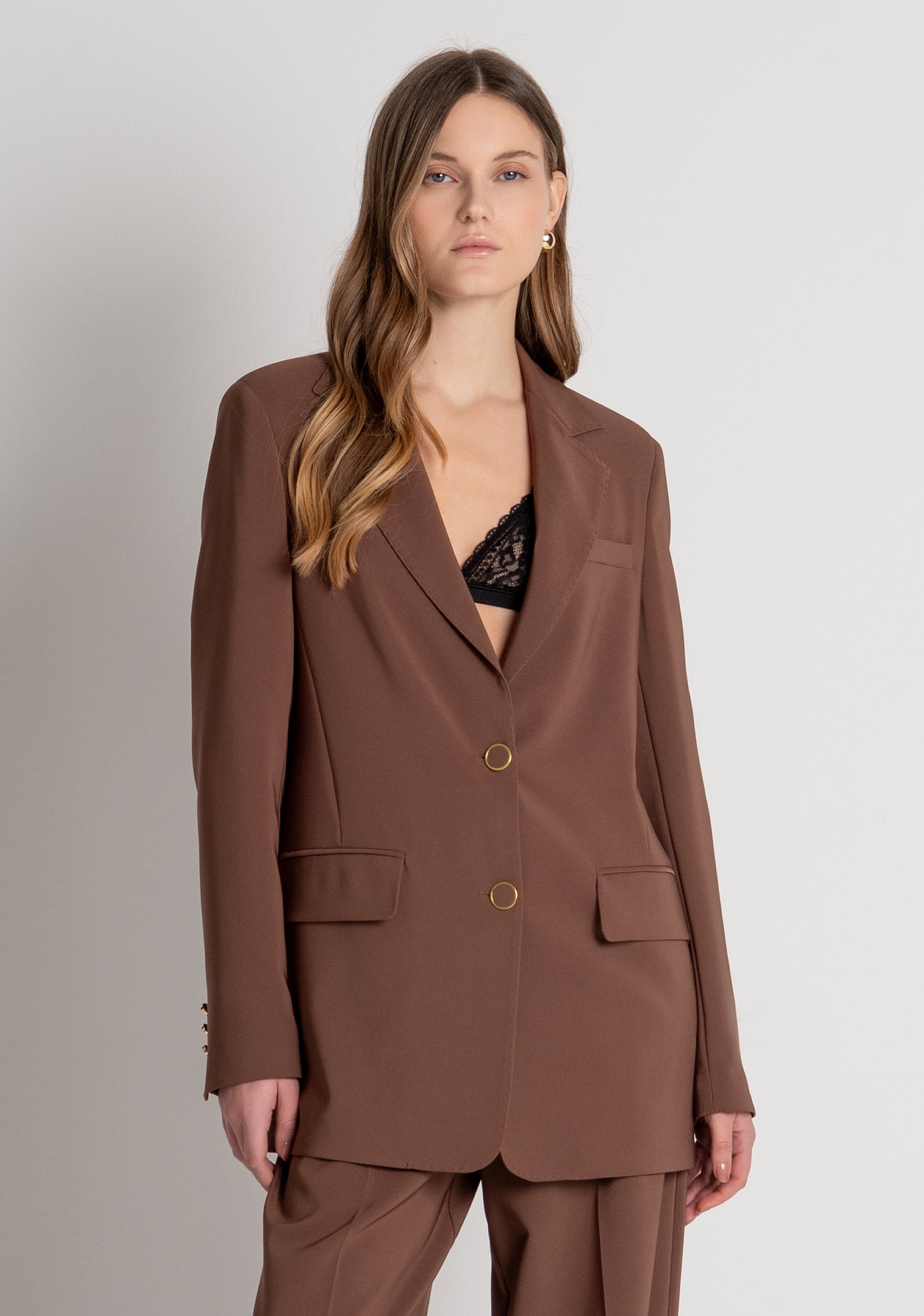Long blazer jacket over fit single breasted Fracomina FR26WJ3001W42901-149-2